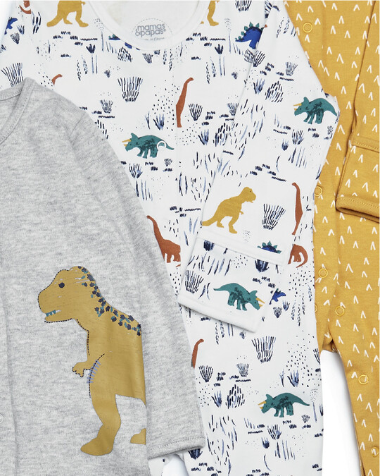 Dinosaur Jersey Sleepsuits - 3 Pack image number 2