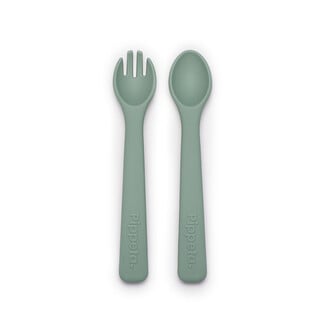 Pippeta Silicone Spoon & Fork - Meadow Green
