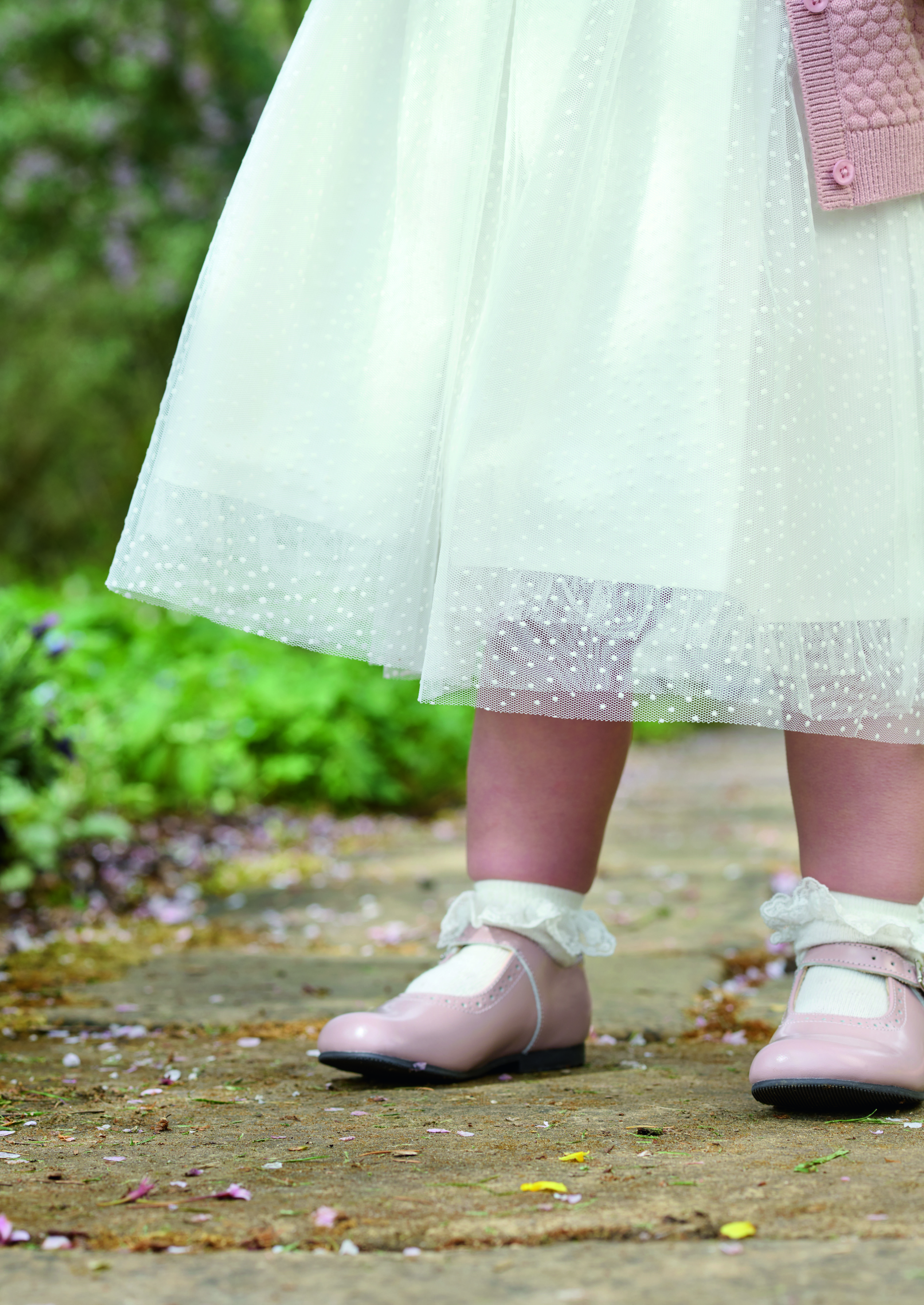 White Flock Spot Mesh Dress image number 5