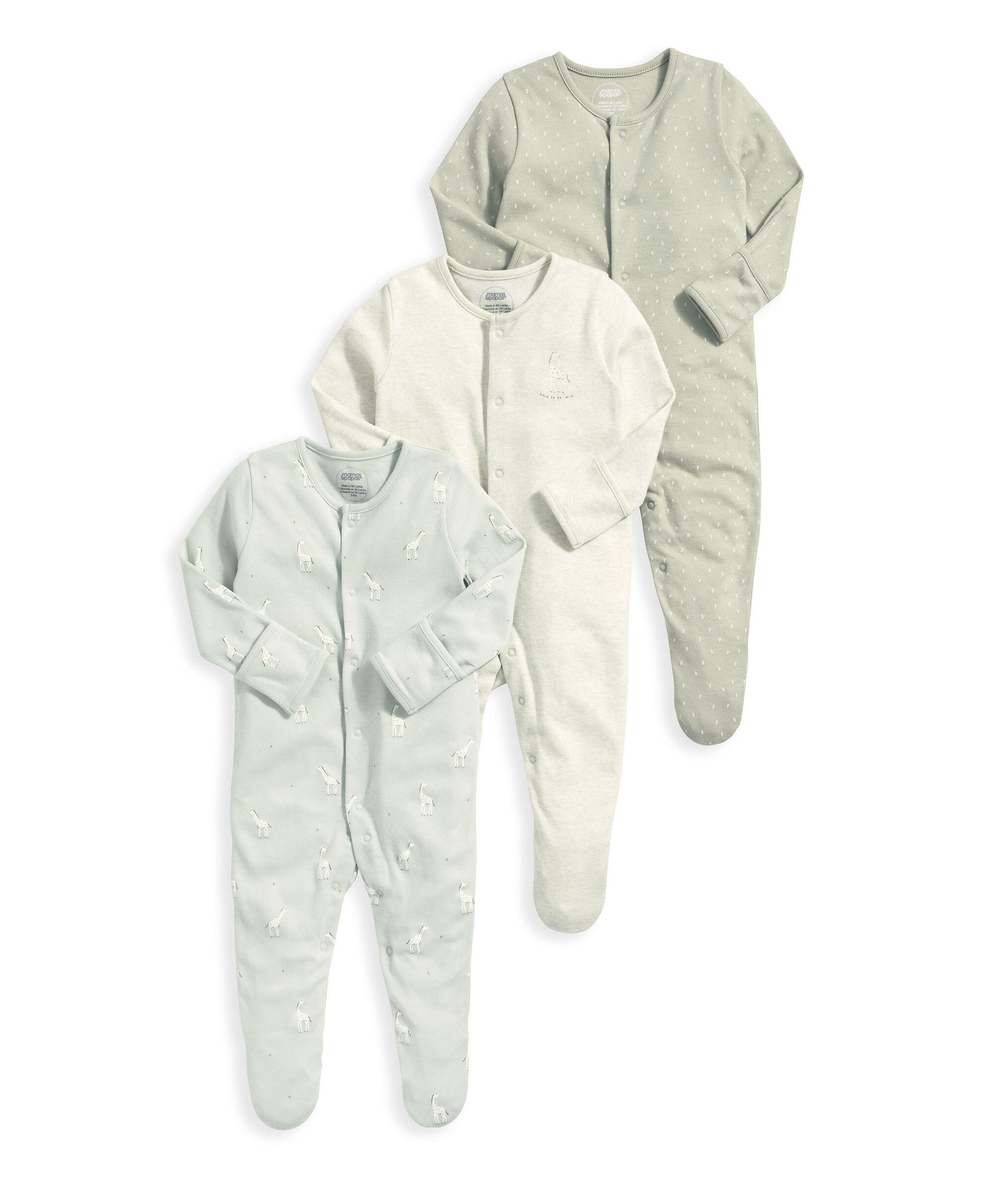 Giraffe Sleepsuits (Set of 3) - Spotty image number 2