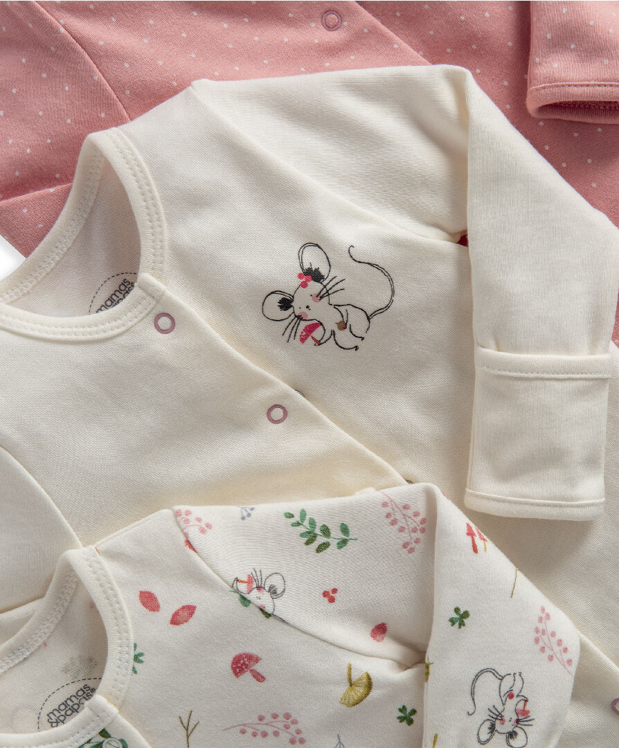 Mouse Jersey Cotton Sleepsuits 3 Pack image number 2