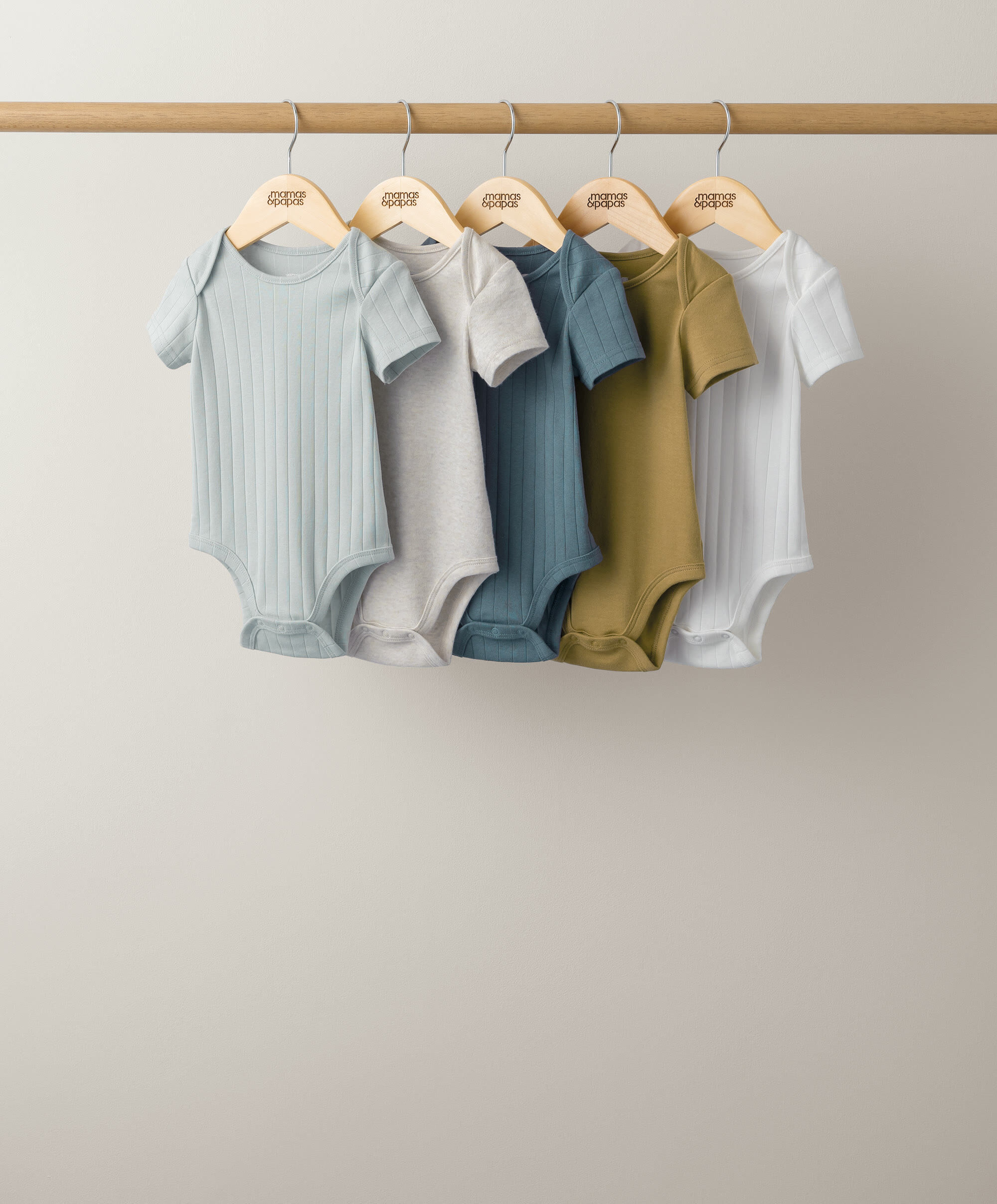 5 Pack Ribbed Short Sleeve Bodysuits image number 1