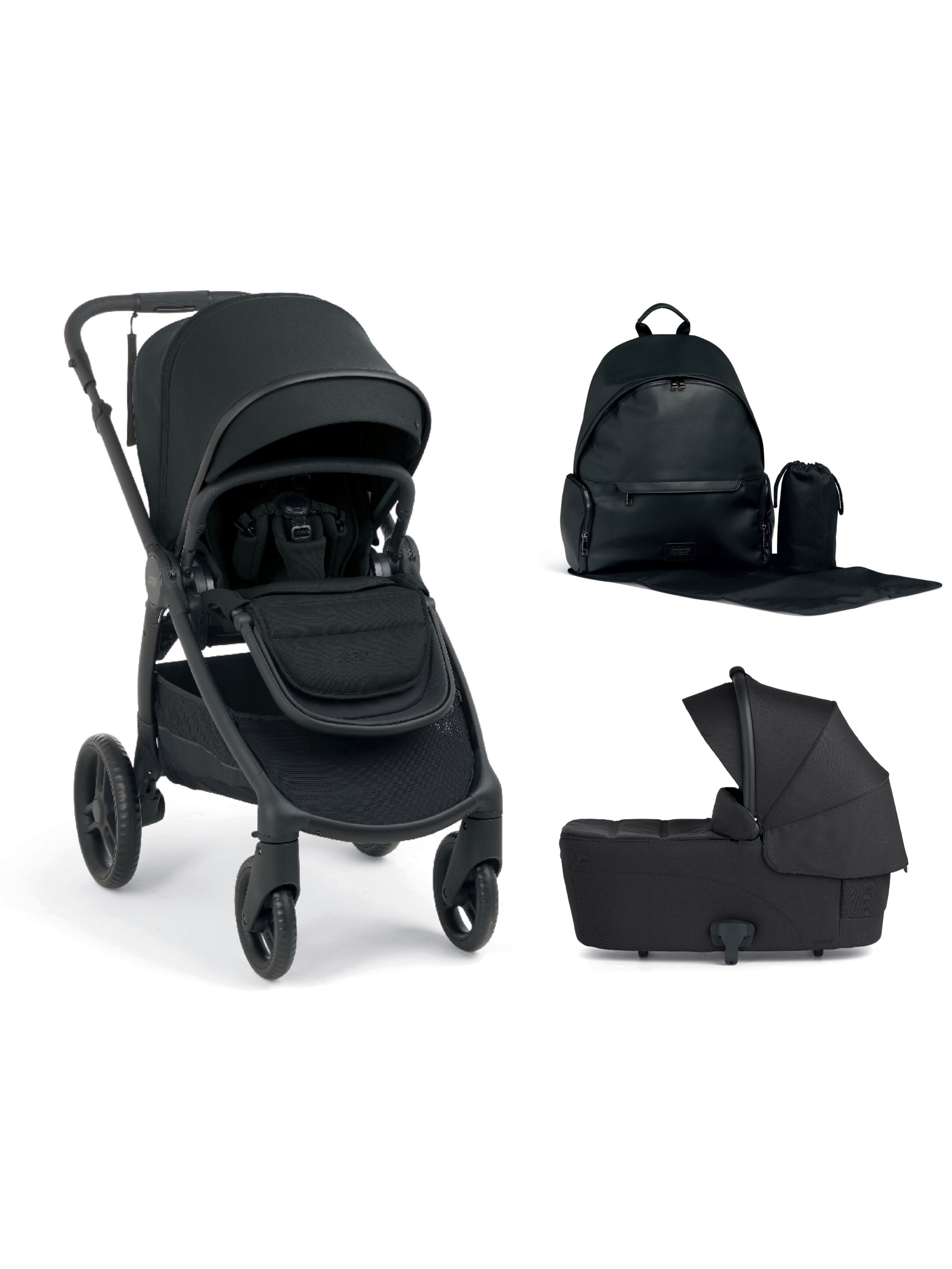Ocarro 2 Pushchair and Carrycot Bundle with Changing Backpack (3Pieces) - Eclipse