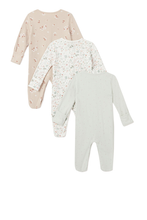Ditsy Floral Sleepsuits 3 Pack image number 2