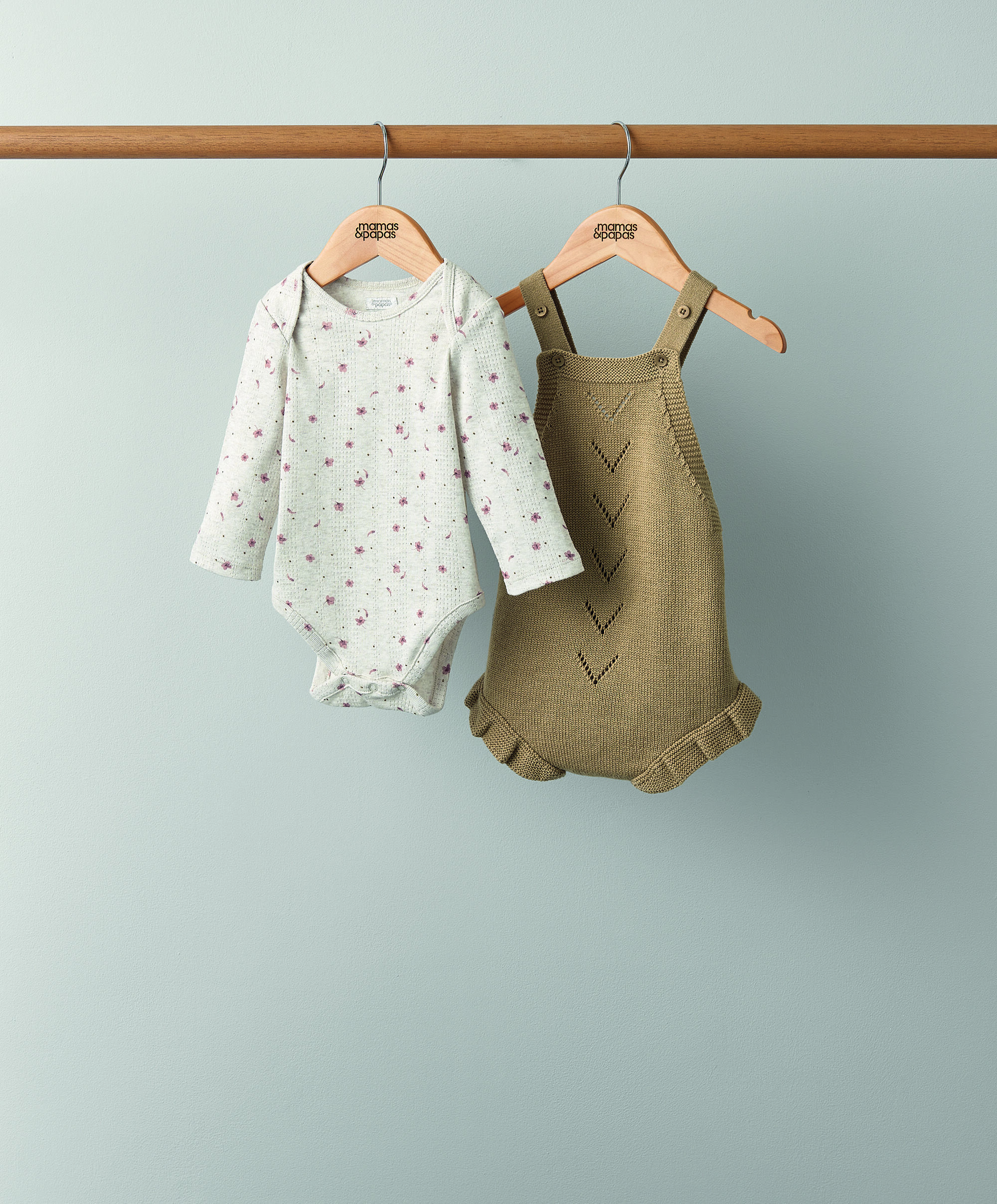 2 Piece Knitted Shortie Dungaree Set image number 1