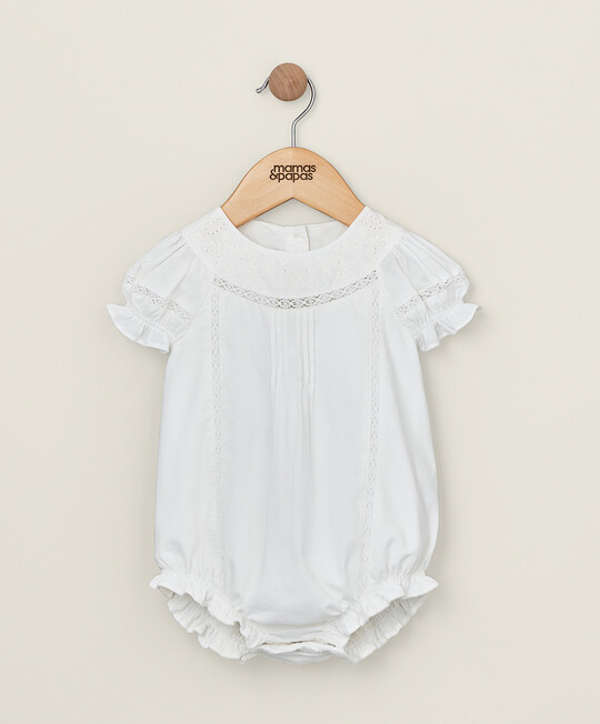 Buy Embroidered White Romper All-in-one's Rompers Mamas