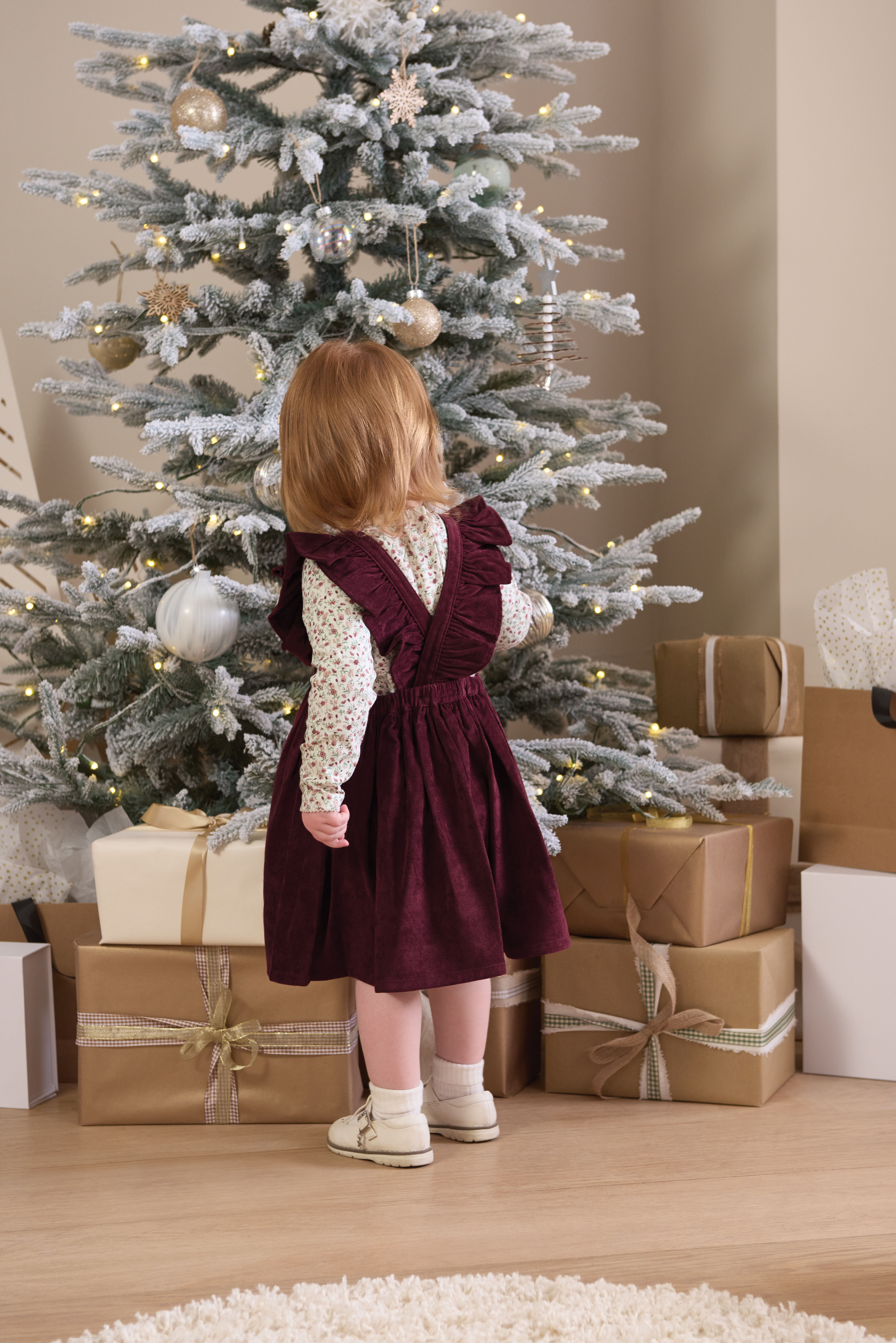 2 Piece Winter Ditsy Floral Bodysuit & Pinafore Dress Set image number 10