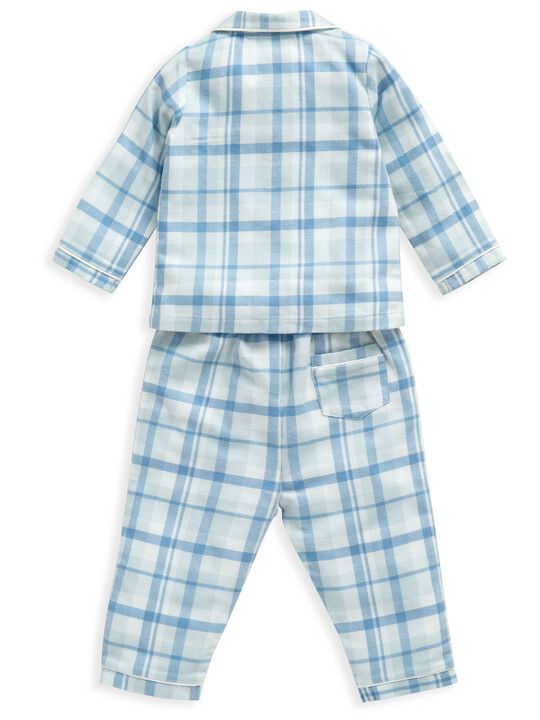 Blue Gingham Check Woven Pyjamas image number 4