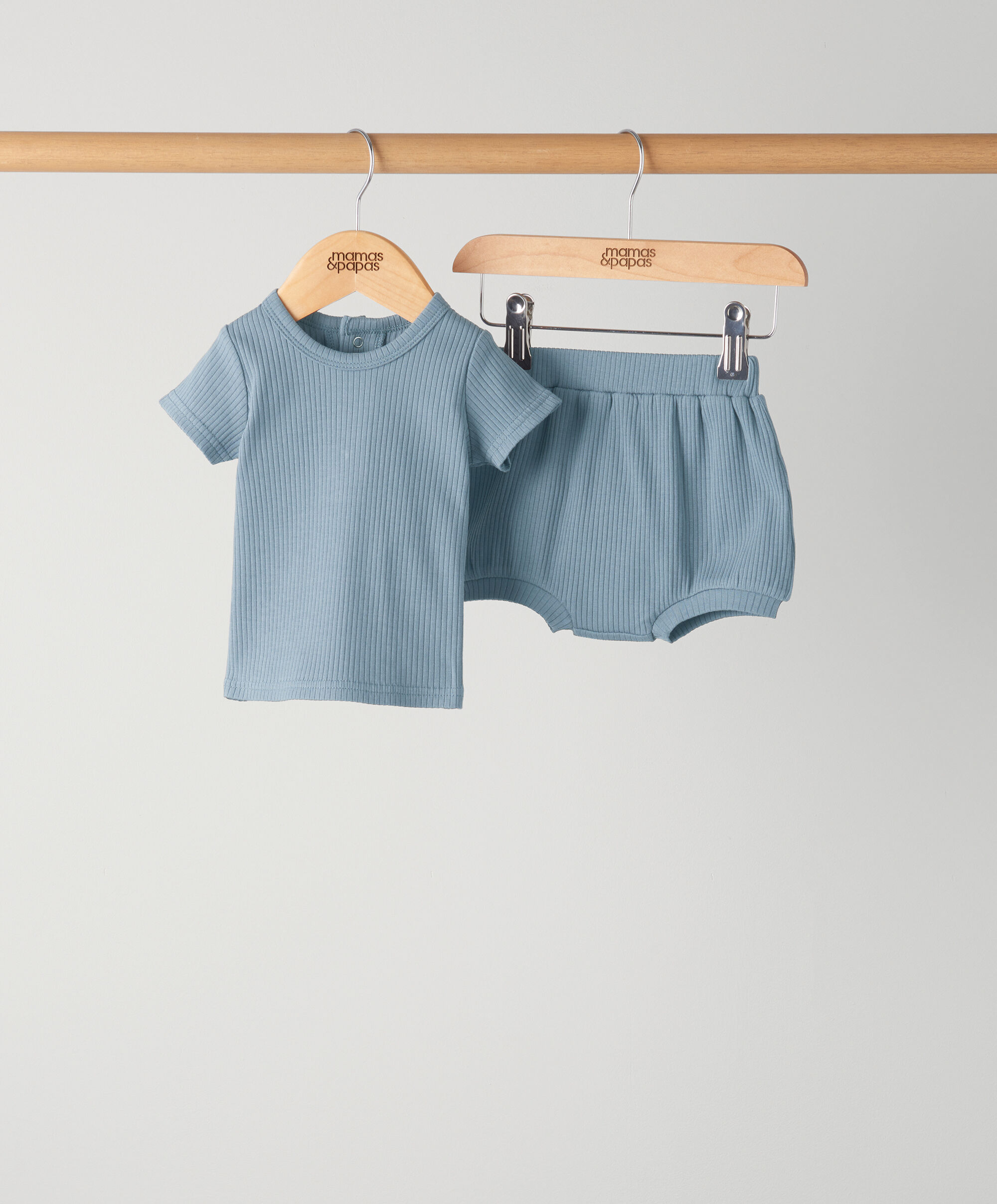 Petrol Blue Rib Short Set - 2 Piece Set image number 1