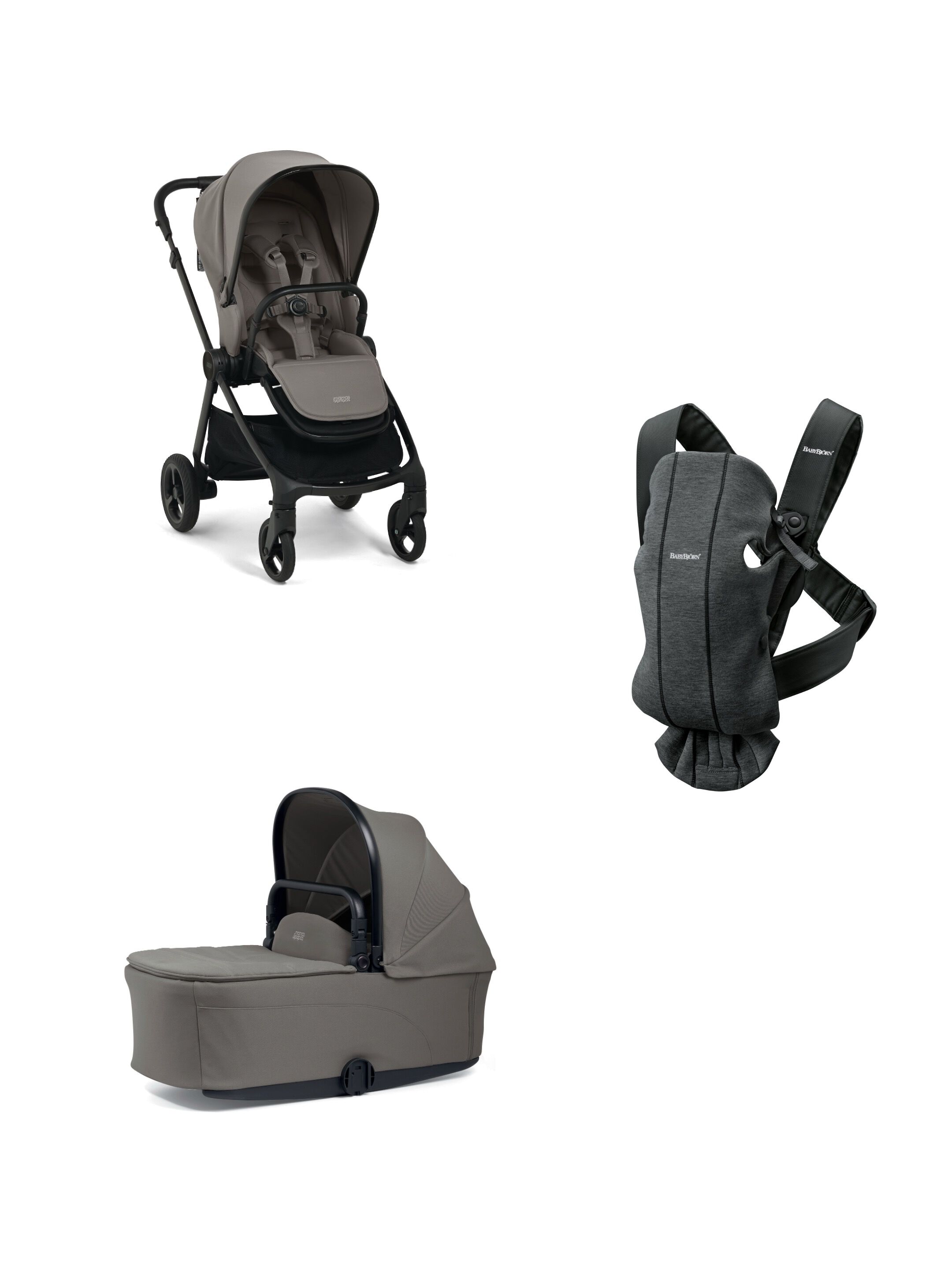 Vardo Storm Stroller and Carrycot with Babybjorn Carrier Mini 3 Piece Bundle image number 1