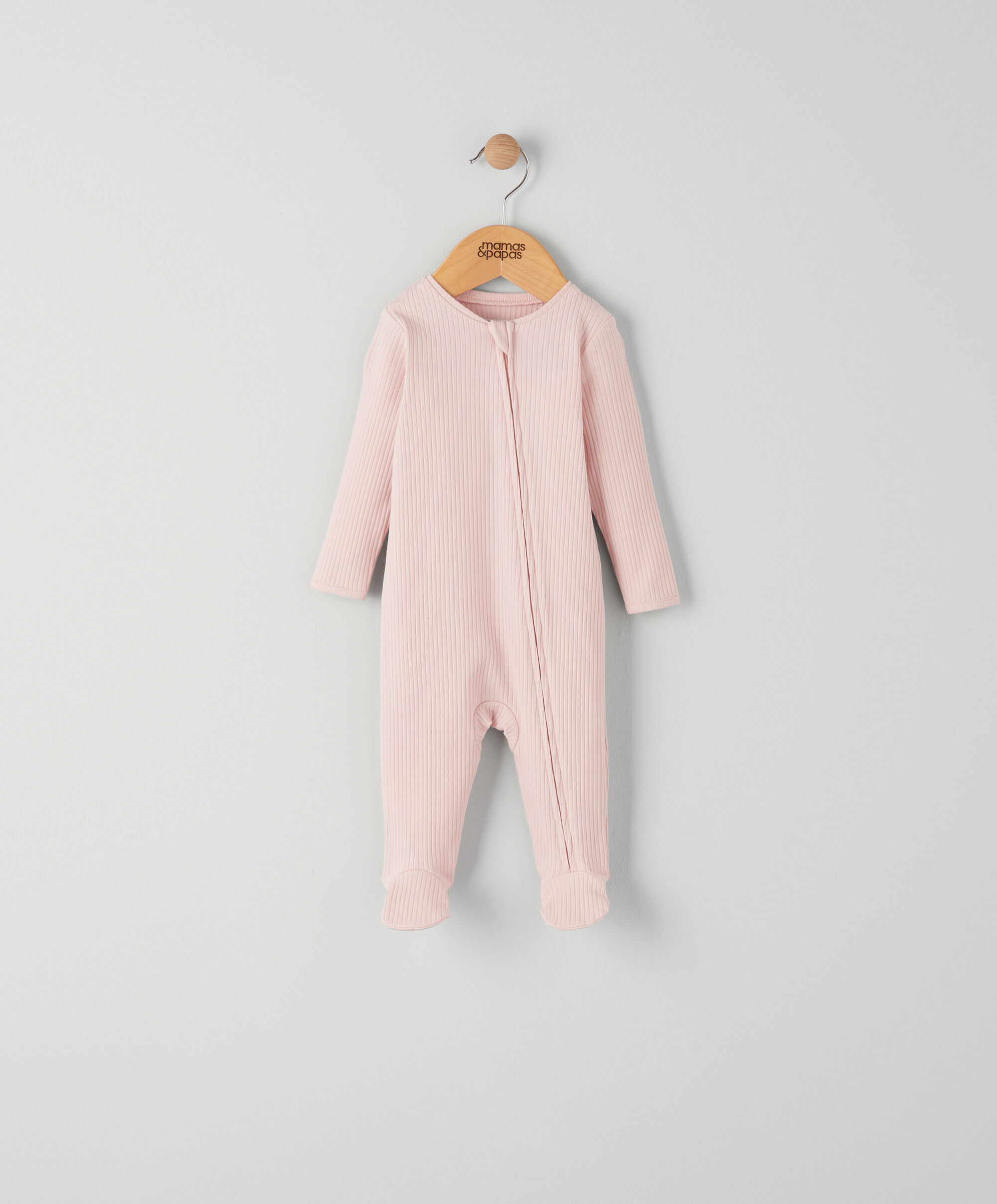 Pink Ribbed Zip Sleepsuit image number 1