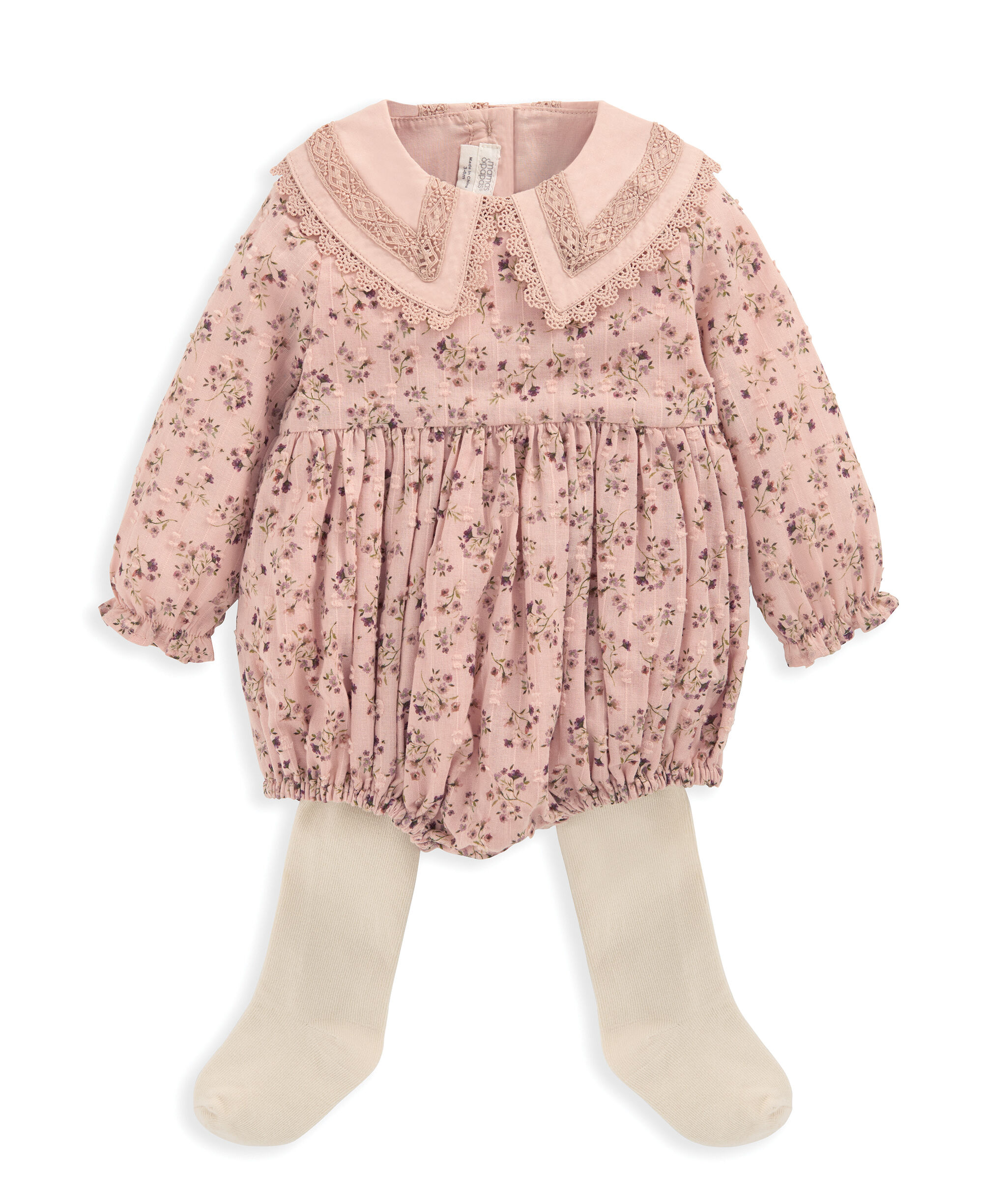 2pc Floral Romper & Tights Set image number 4