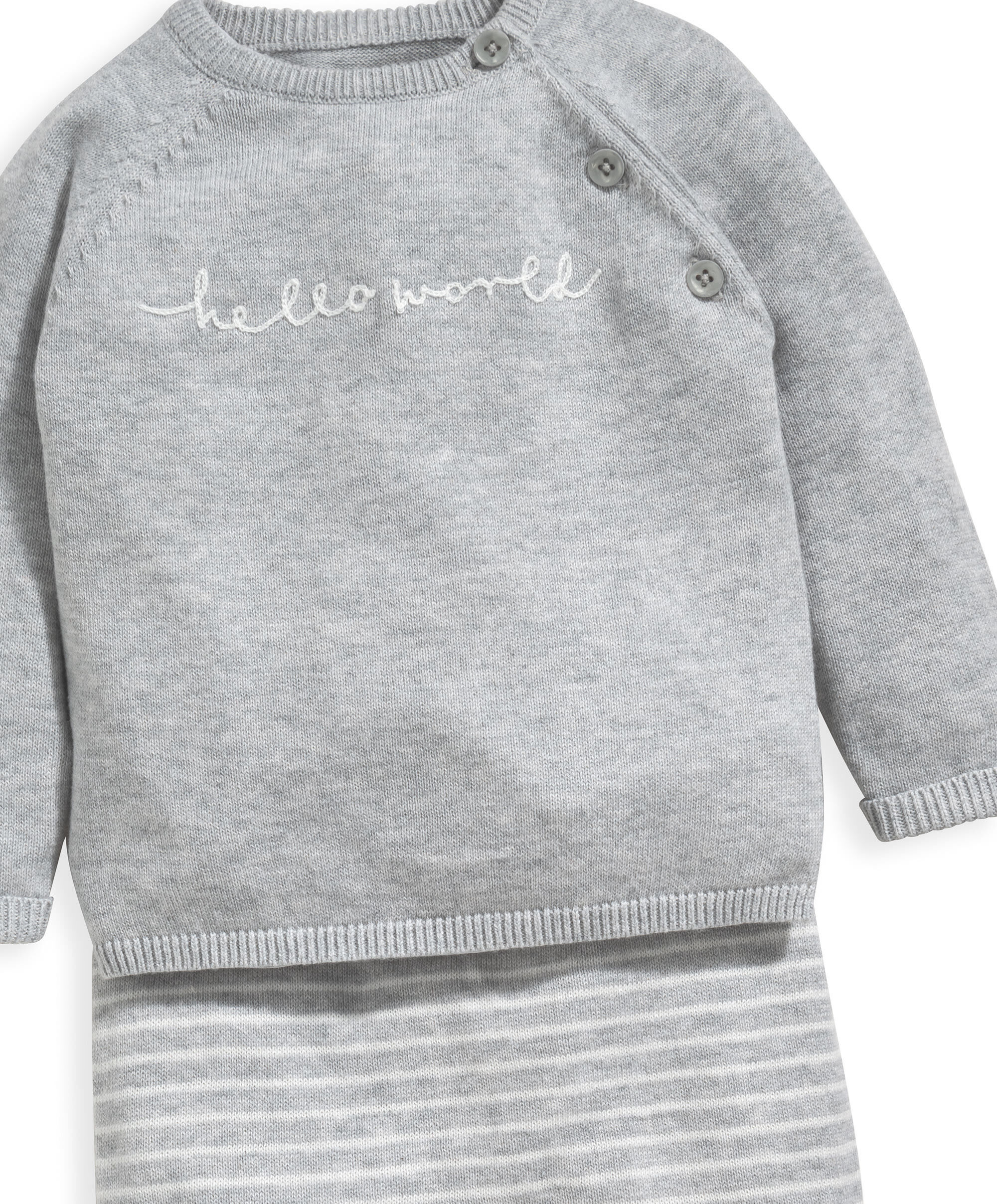 Hello World Knit Top & Trousers - Set Of 2 image number 3