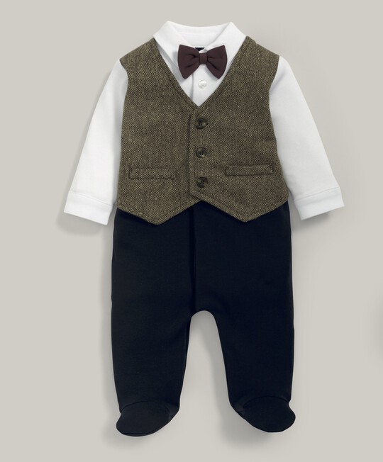 Waistcoat Mock Outfit All-In-One Navy/Grey- 0-3 image number 1