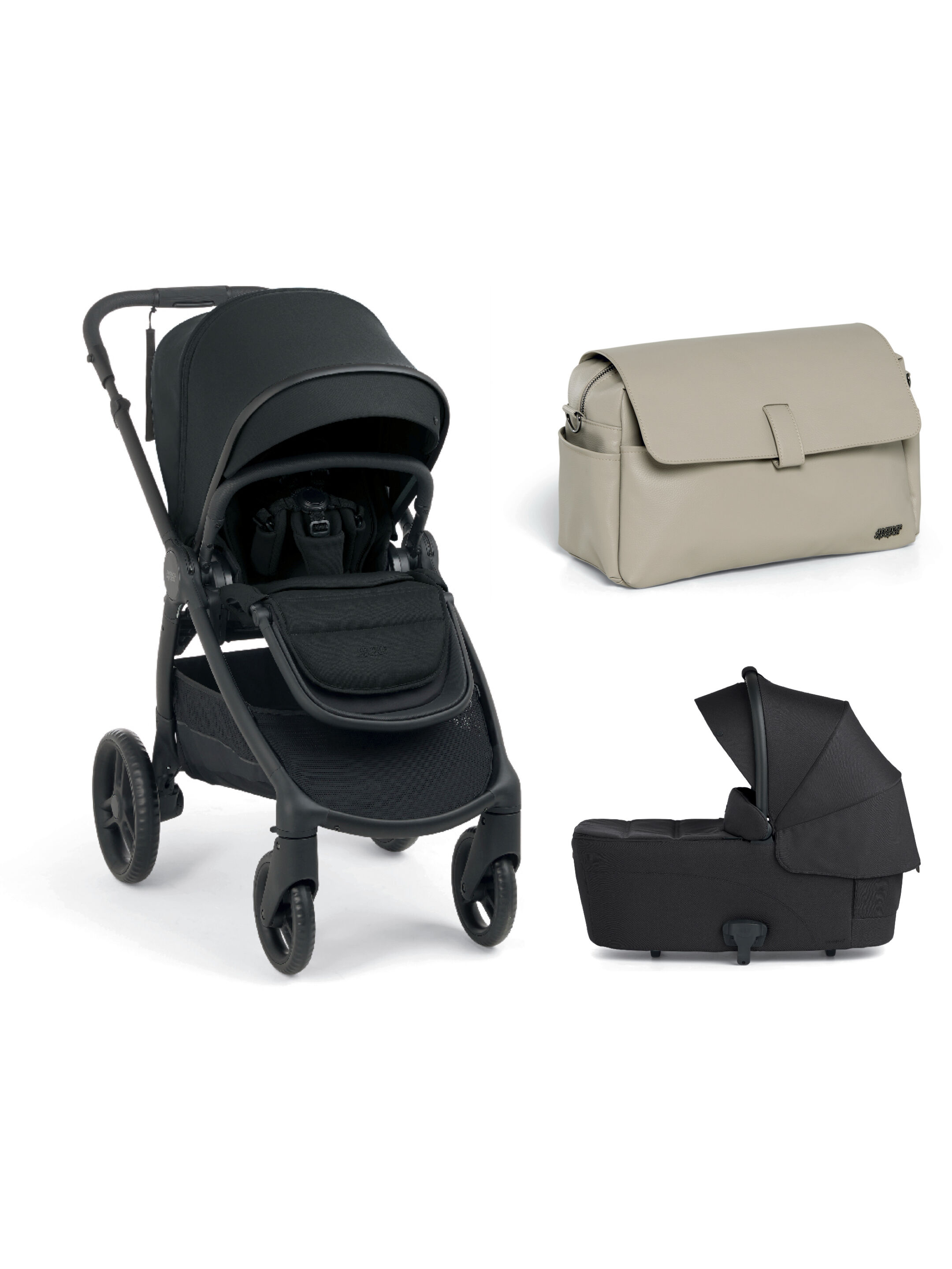 Ocarro 2 Pushchair and Carrycot Bundle with Stroller Organiser (3Pieces) - Eclipse