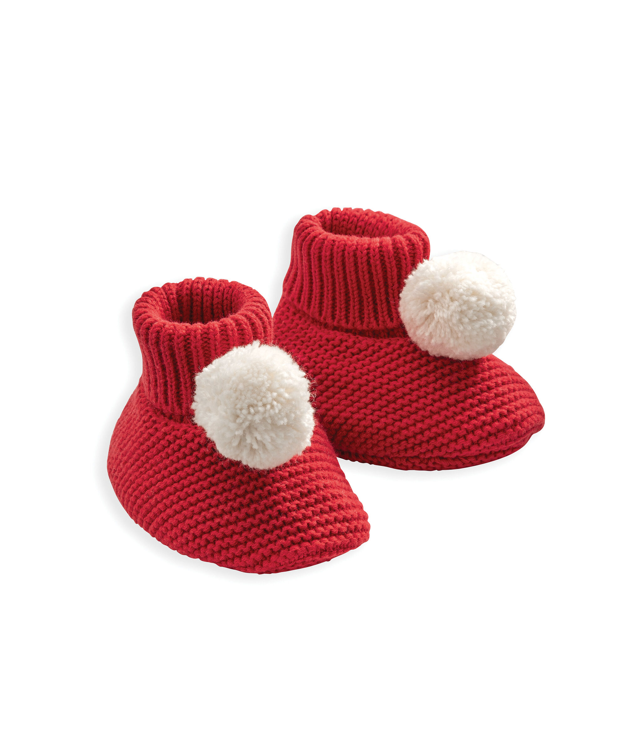 Pom Pom Knit  Christmas Baby Booties image number 2