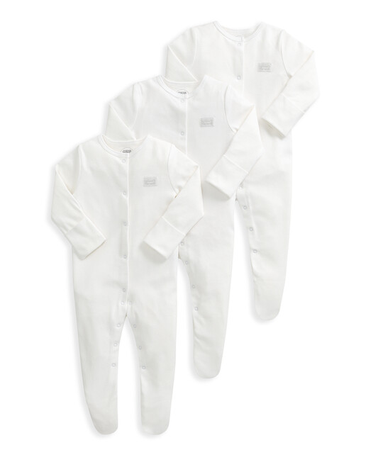 Organic Sleepsuits (Set of 3) - White image number 2