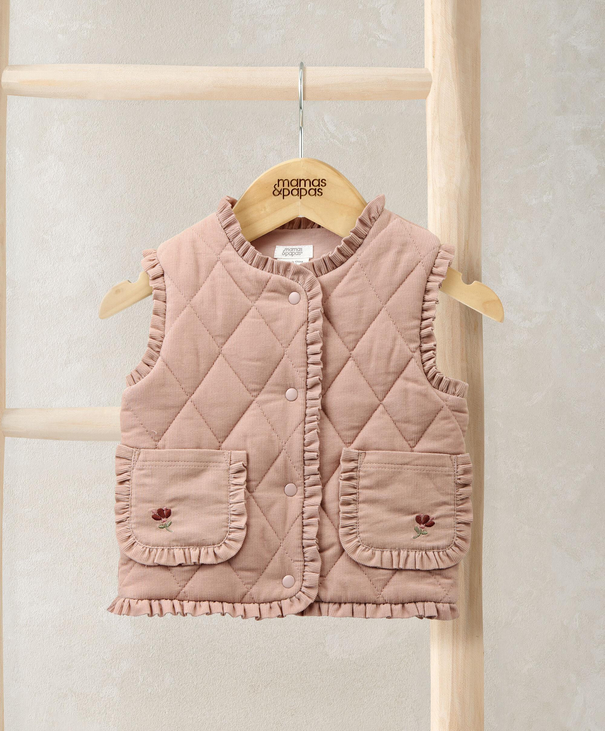 Pink Cord Quilted Gilet