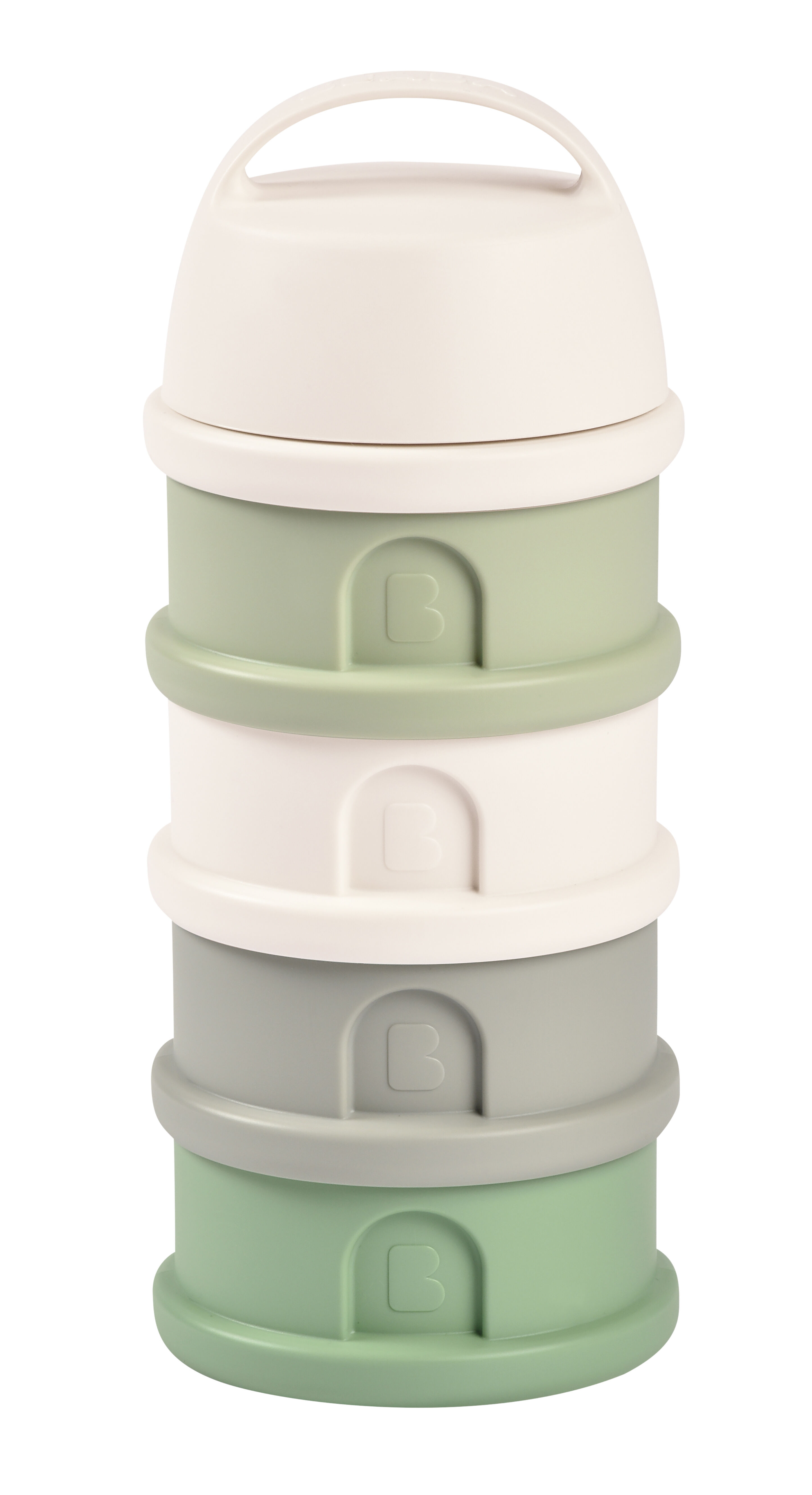 Beaba Formula Milk Container 4 Compartments Cotton white Sage green image number 1