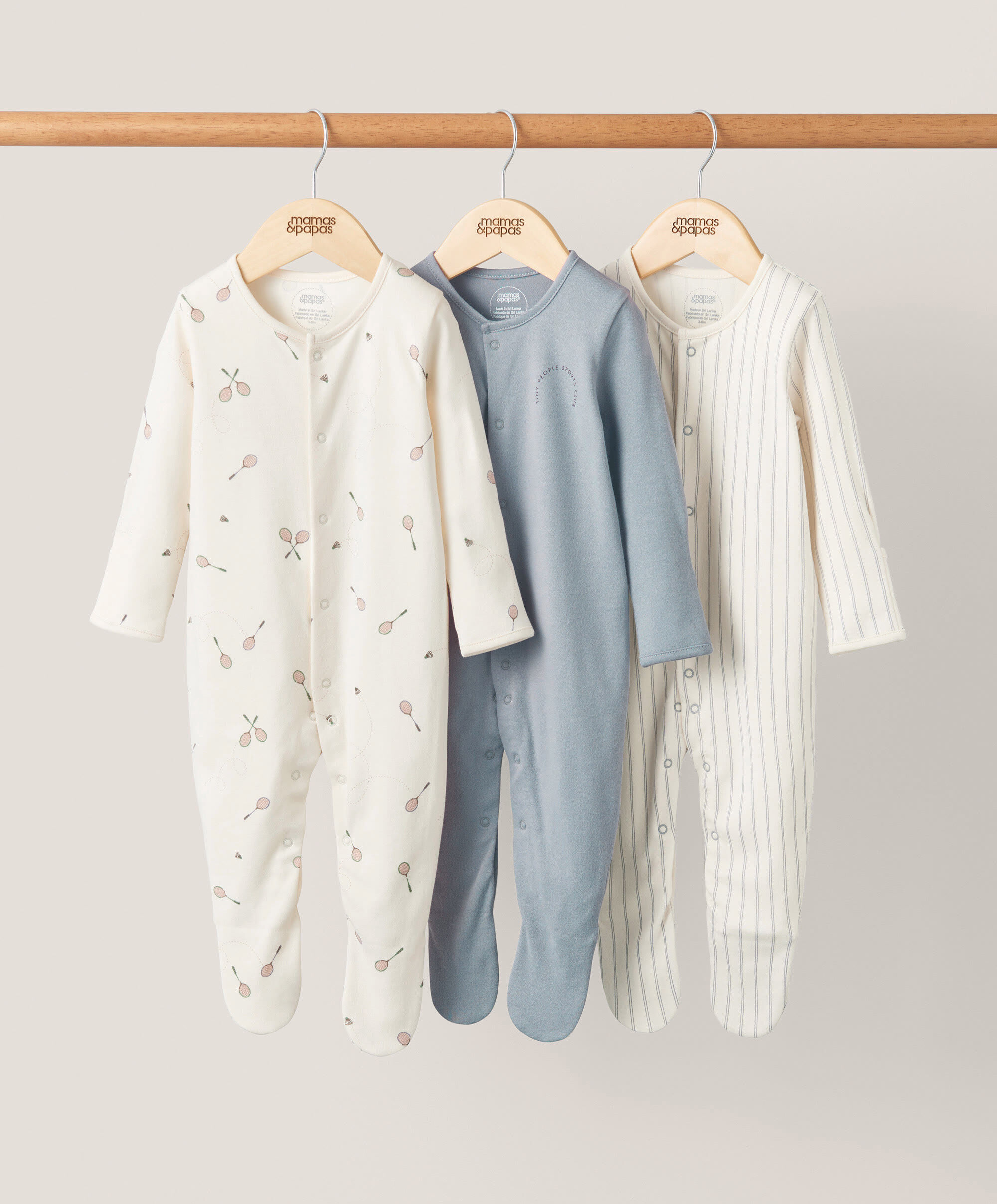 Tiny Sports Club Sleepsuits (Set of 3) - Blue image number 1