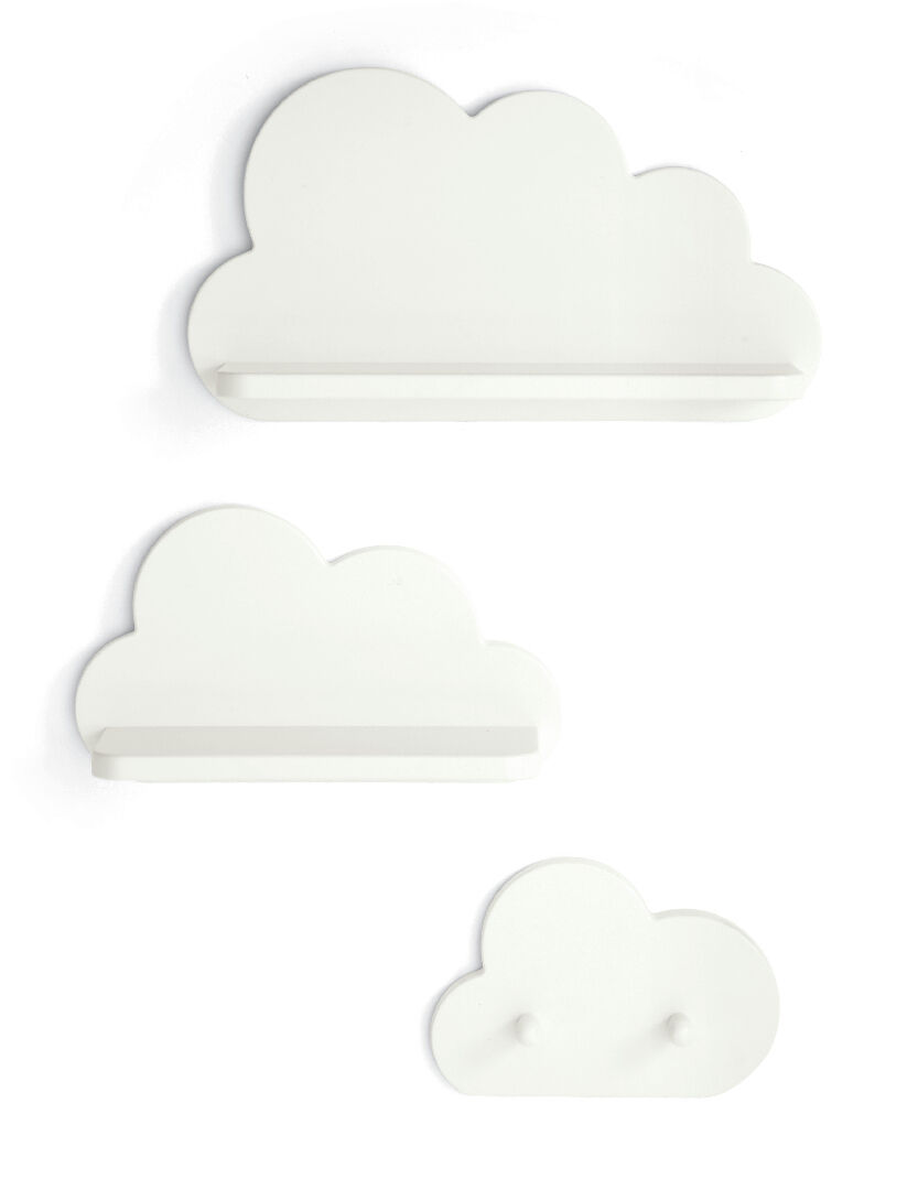 White Cloud Shelves and Coat Hook Set