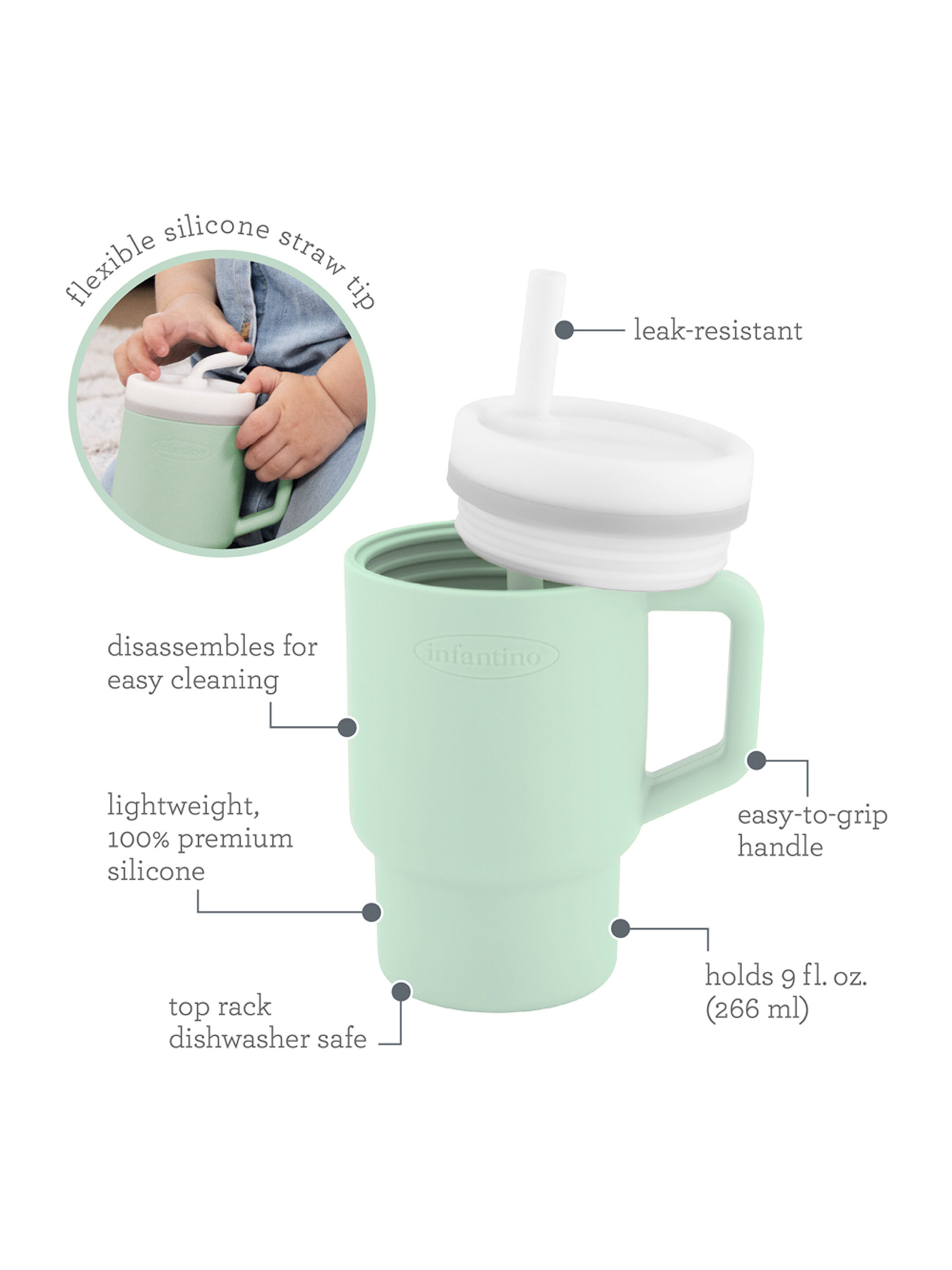 Infantino My 1st Tumbler - Cool Mint (6m+, 266 ml) image number 2