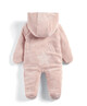 Soft Faux Fur Star Design Pramsuit Pink- New Born image number 2