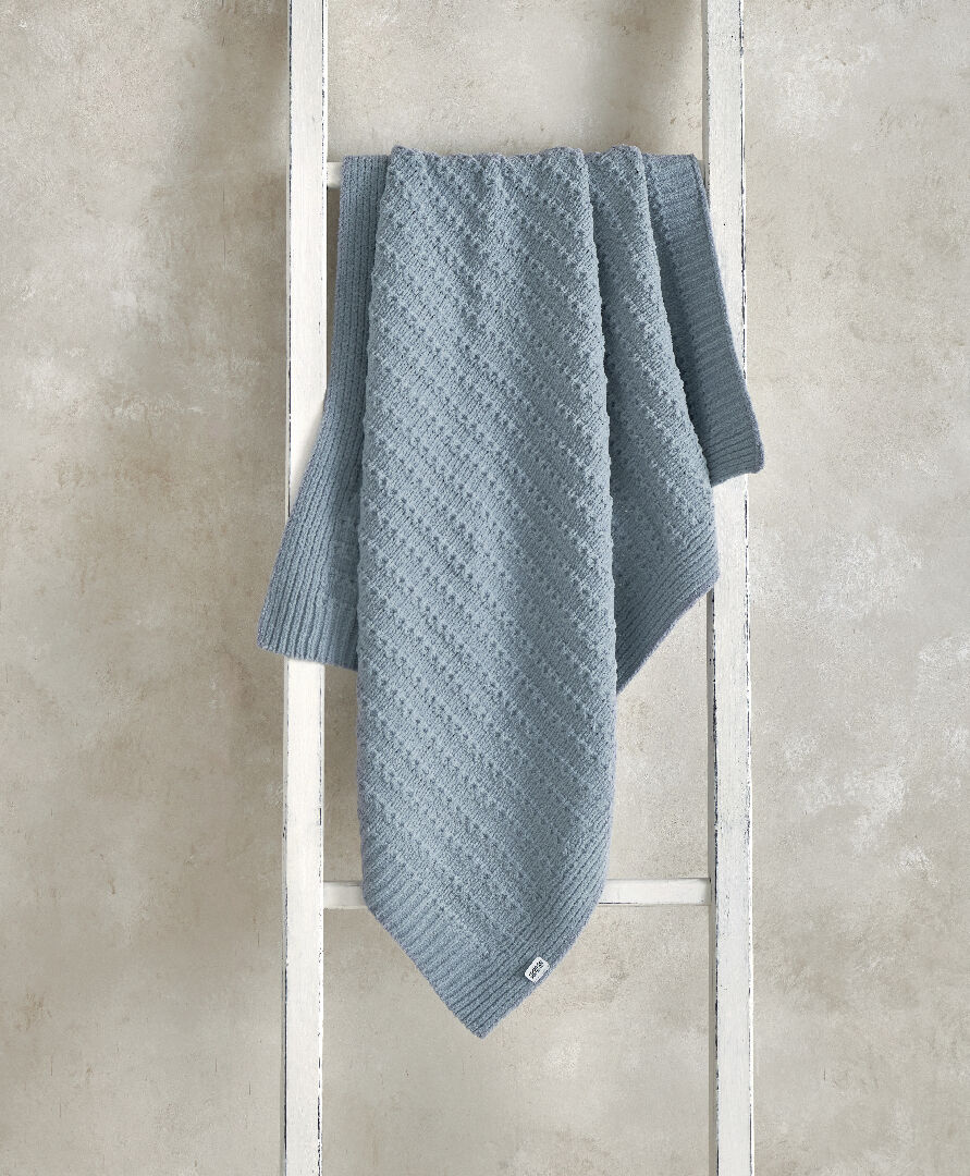Chenille Blanket - Blue Stripe