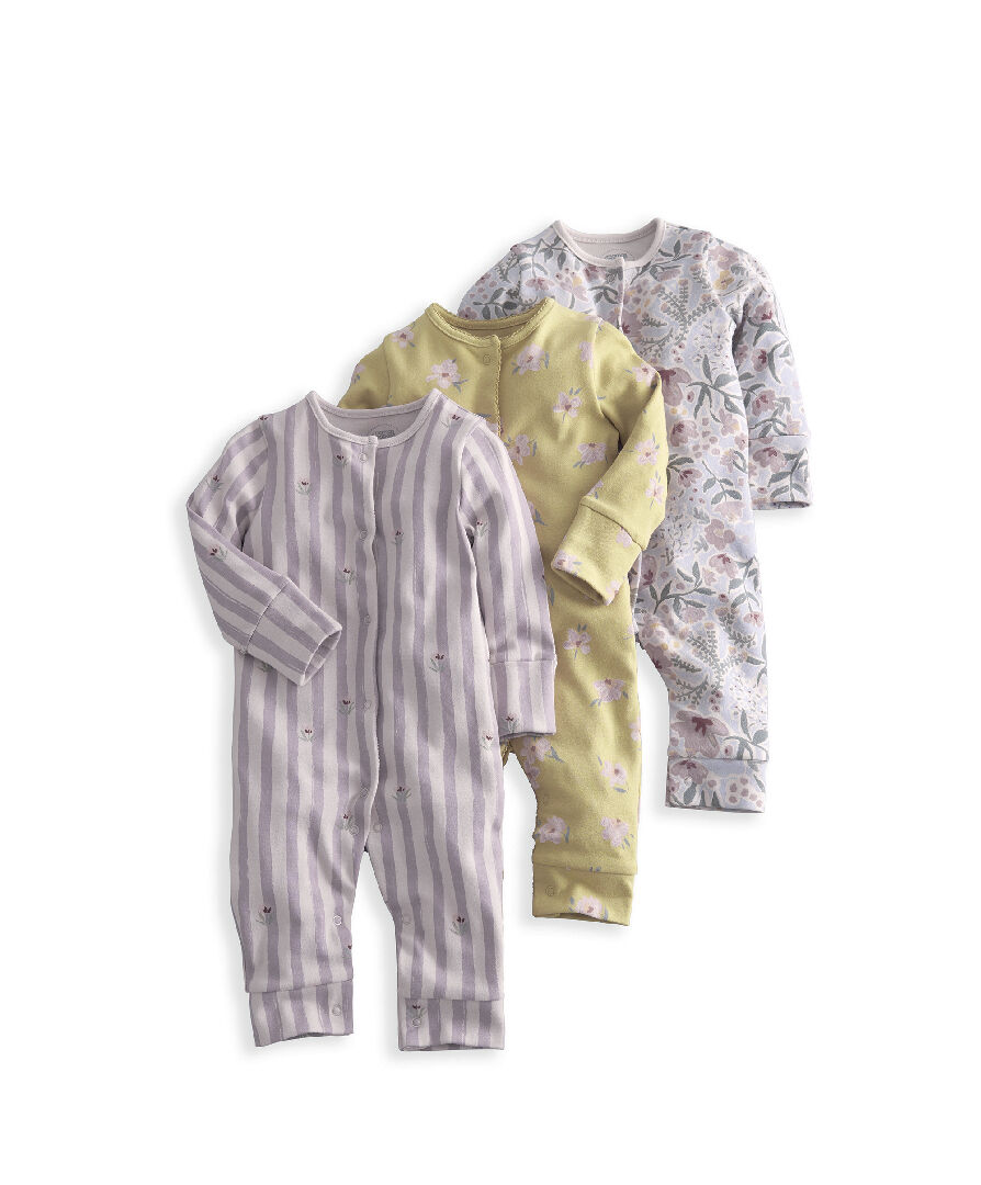 3pk Creative Floral Sleepsuits image number 2