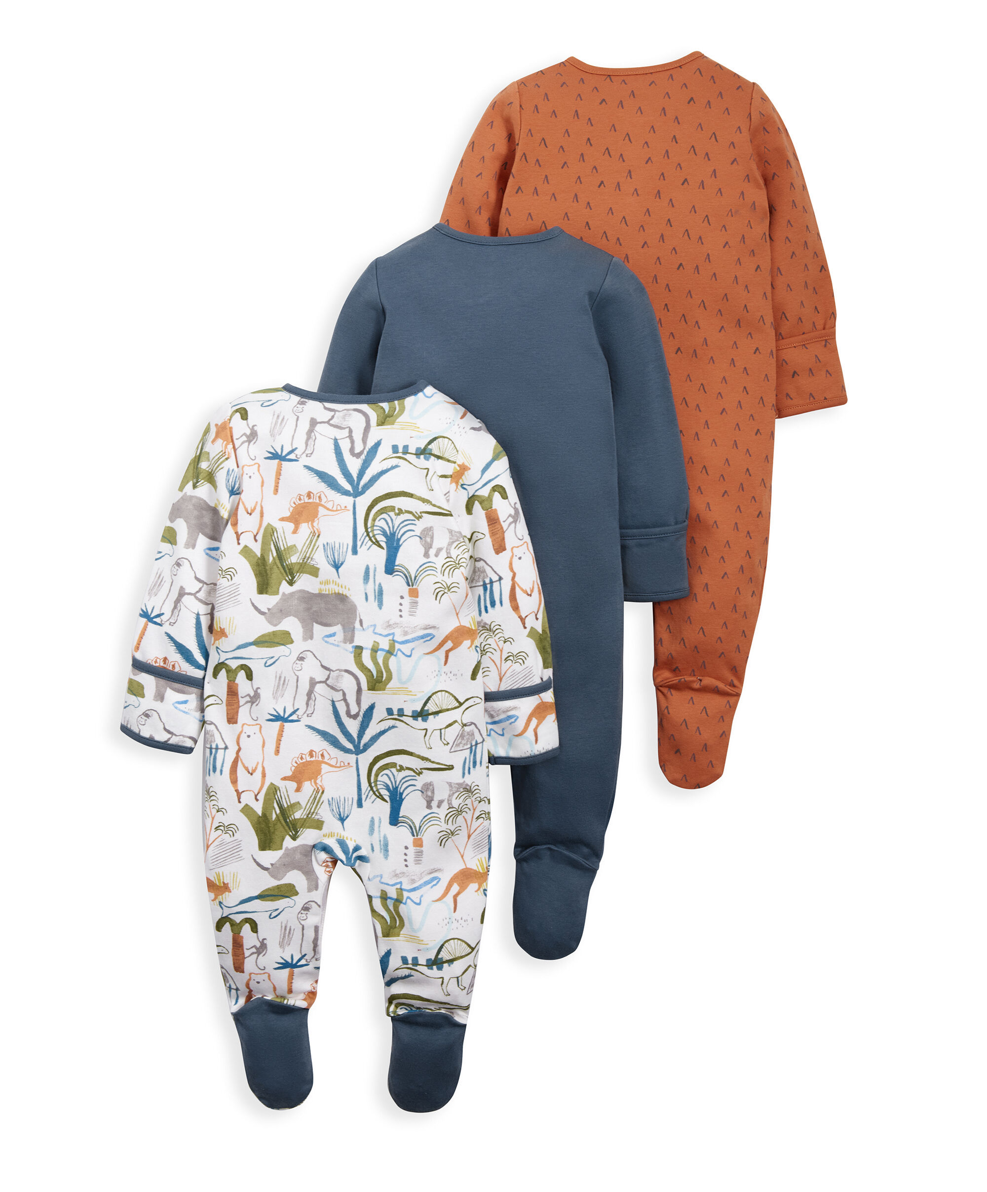 Safari Dinosaur Sleepsuits - Set of 3 image number 2