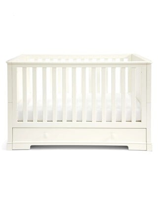 Oxford Wooden Cot & Toddler Bed with Storage - White