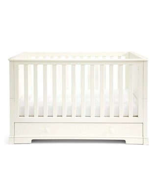 Oxford Wooden Cot & Toddler Bed with Storage - White
