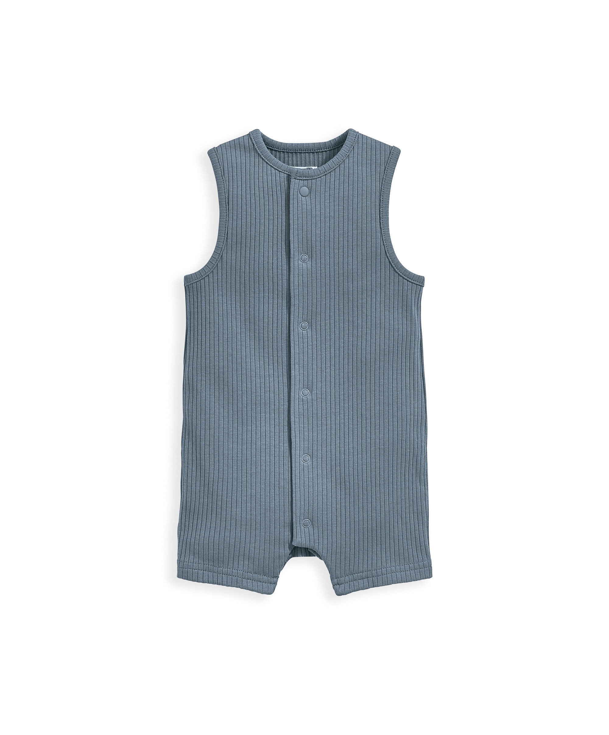 Ribbed Sleeveless Romper - Blue image number 2