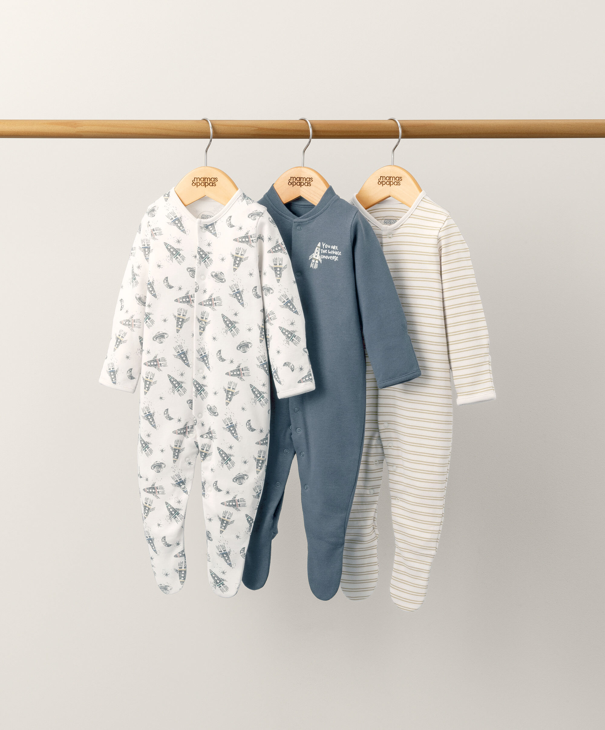 Universe Sleepsuits (Set of 3) - Blue