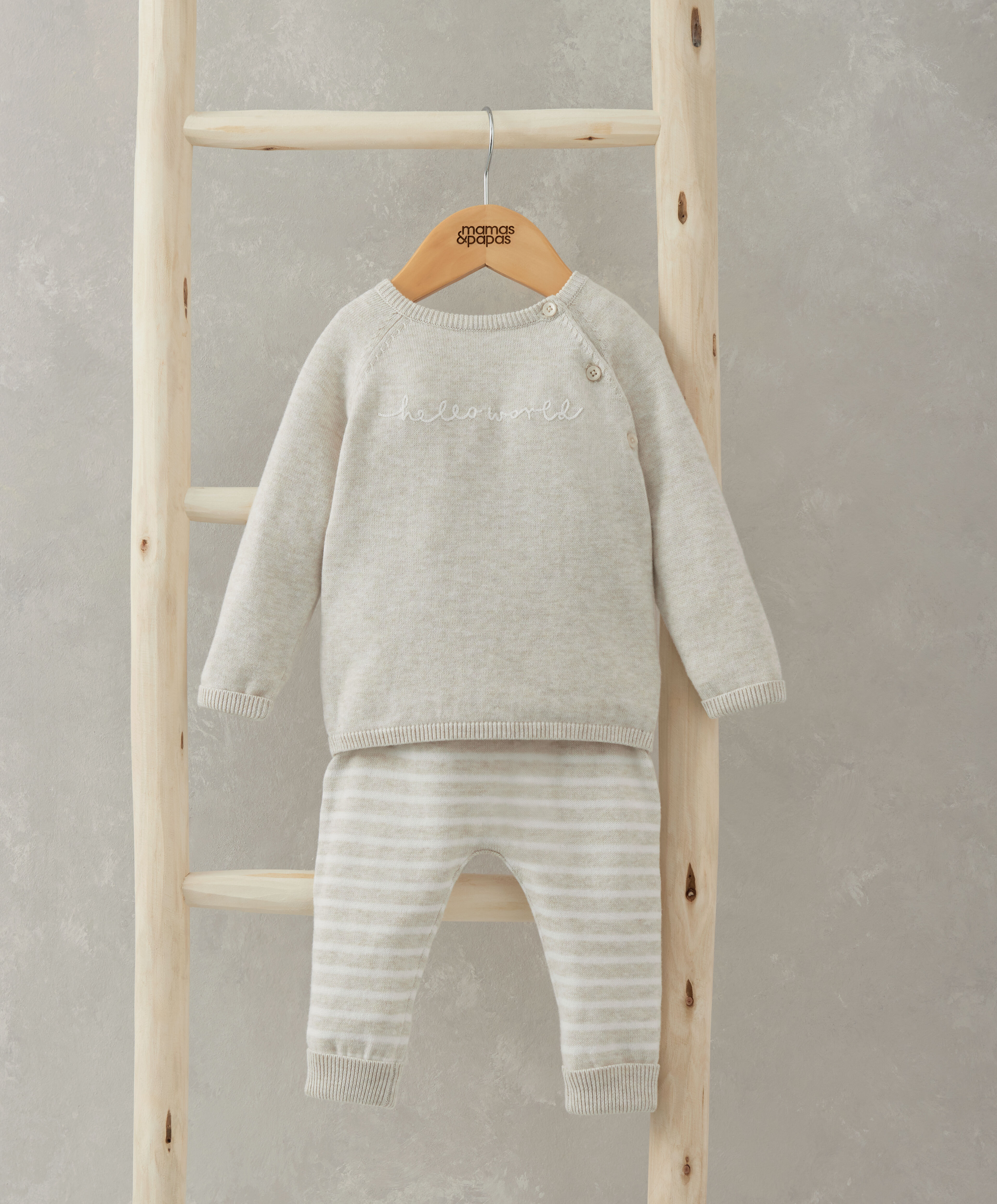2 piece White Hello World Knit Set