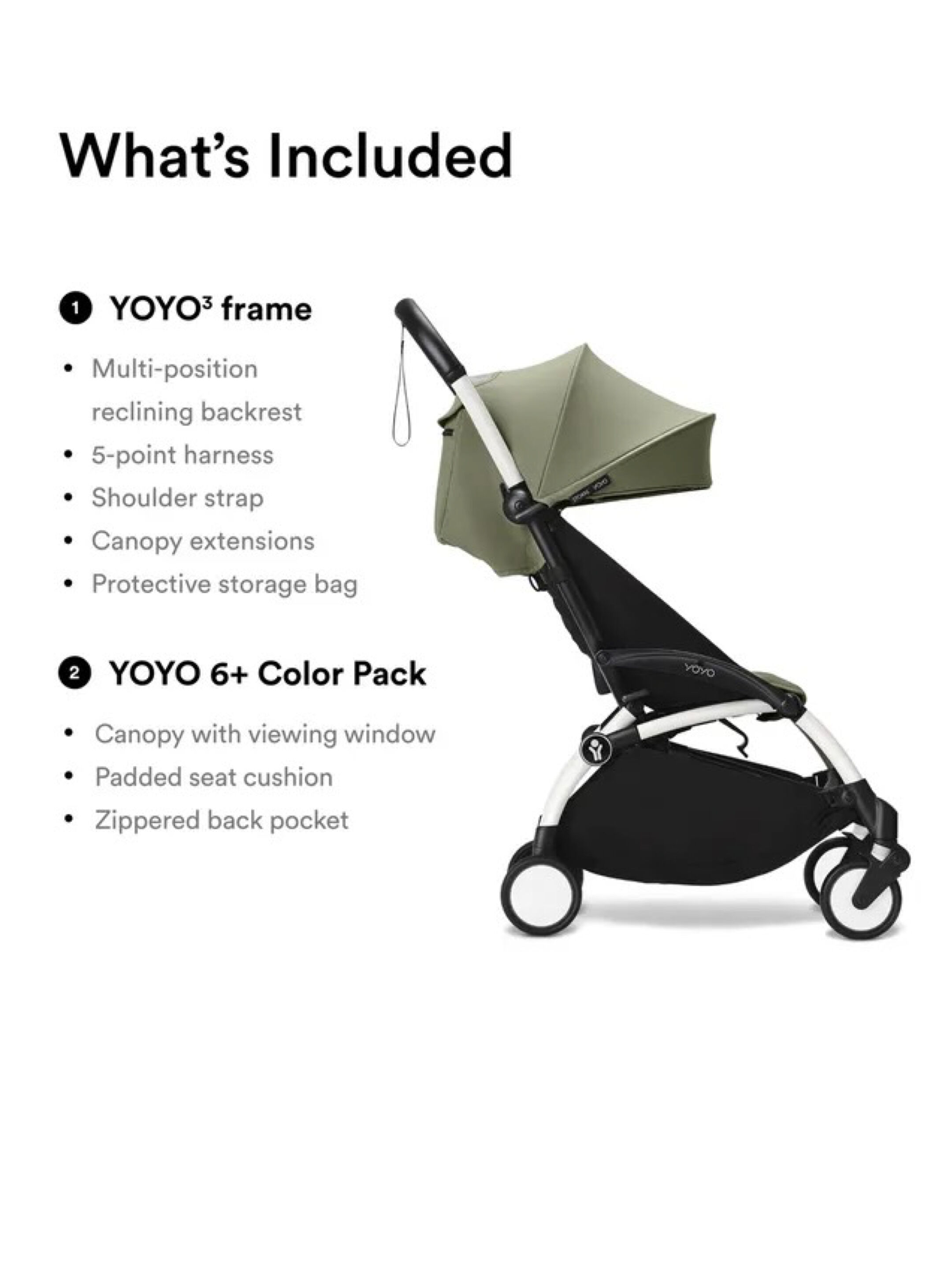 Stokke YOYO3 White Frame with 6+ Color Pack Olive (2 Pieces) image number 3