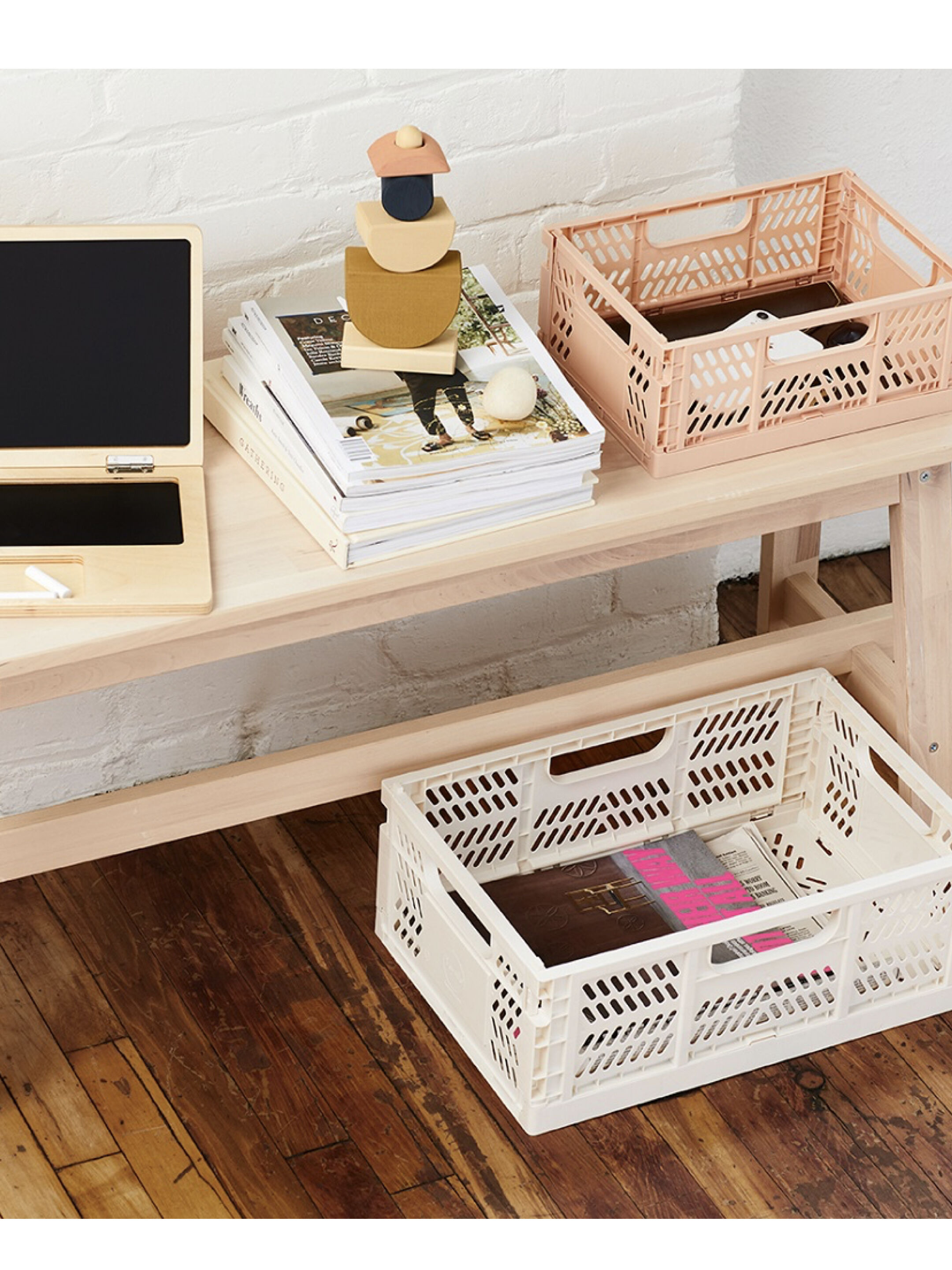 3 Sprouts Modern Folding Crate Large - Cream image number 3