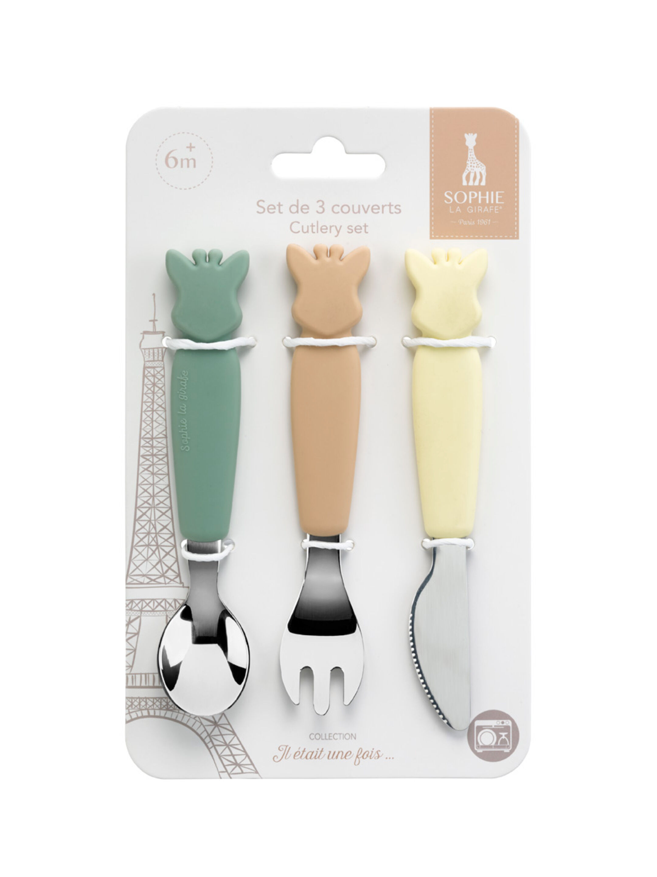 A set of 3 cutlery in ionx and silicone, for baby's first meals in autonomy! image number 1