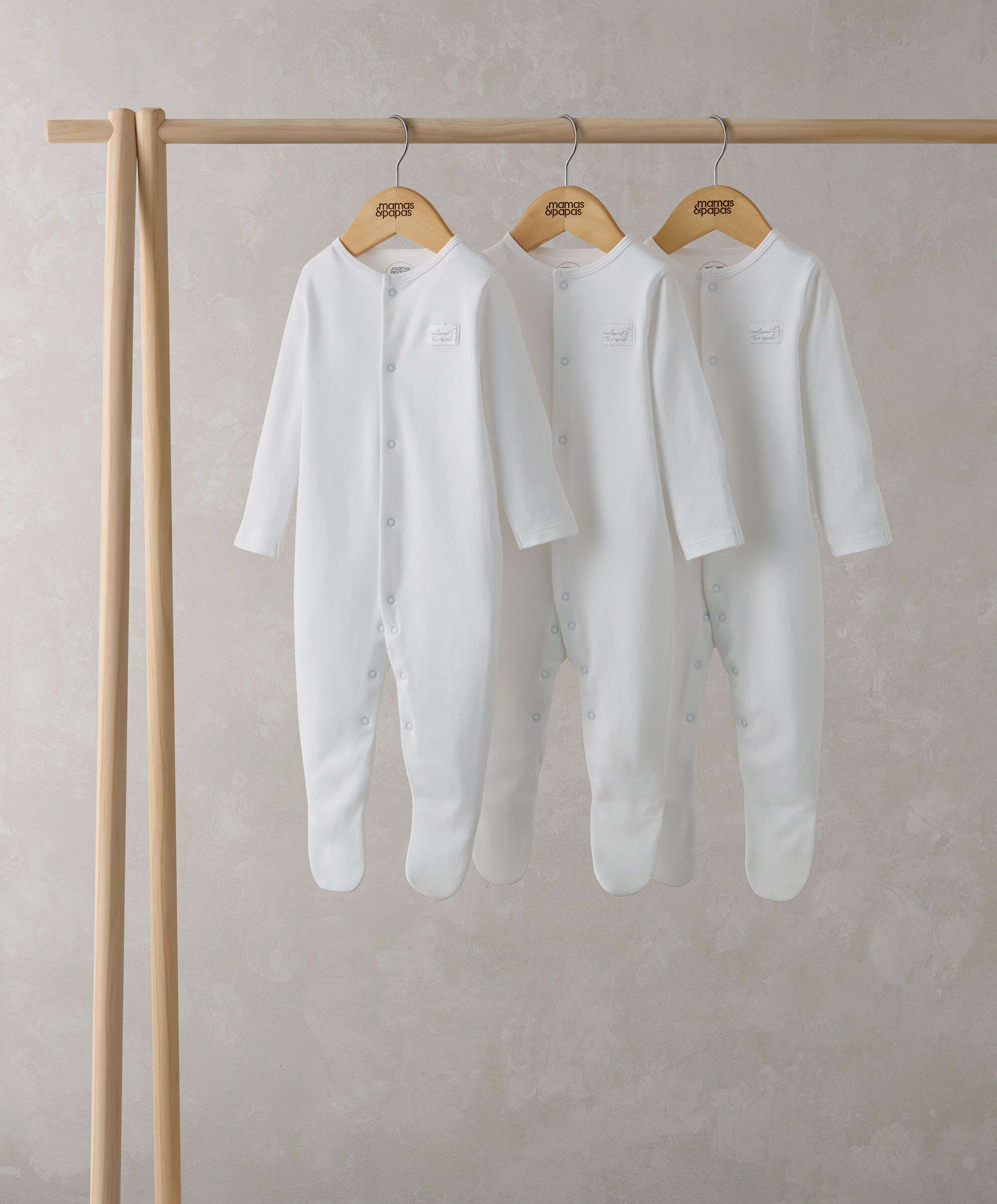 Organic Sleepsuits (Set of 3) - White image number 1