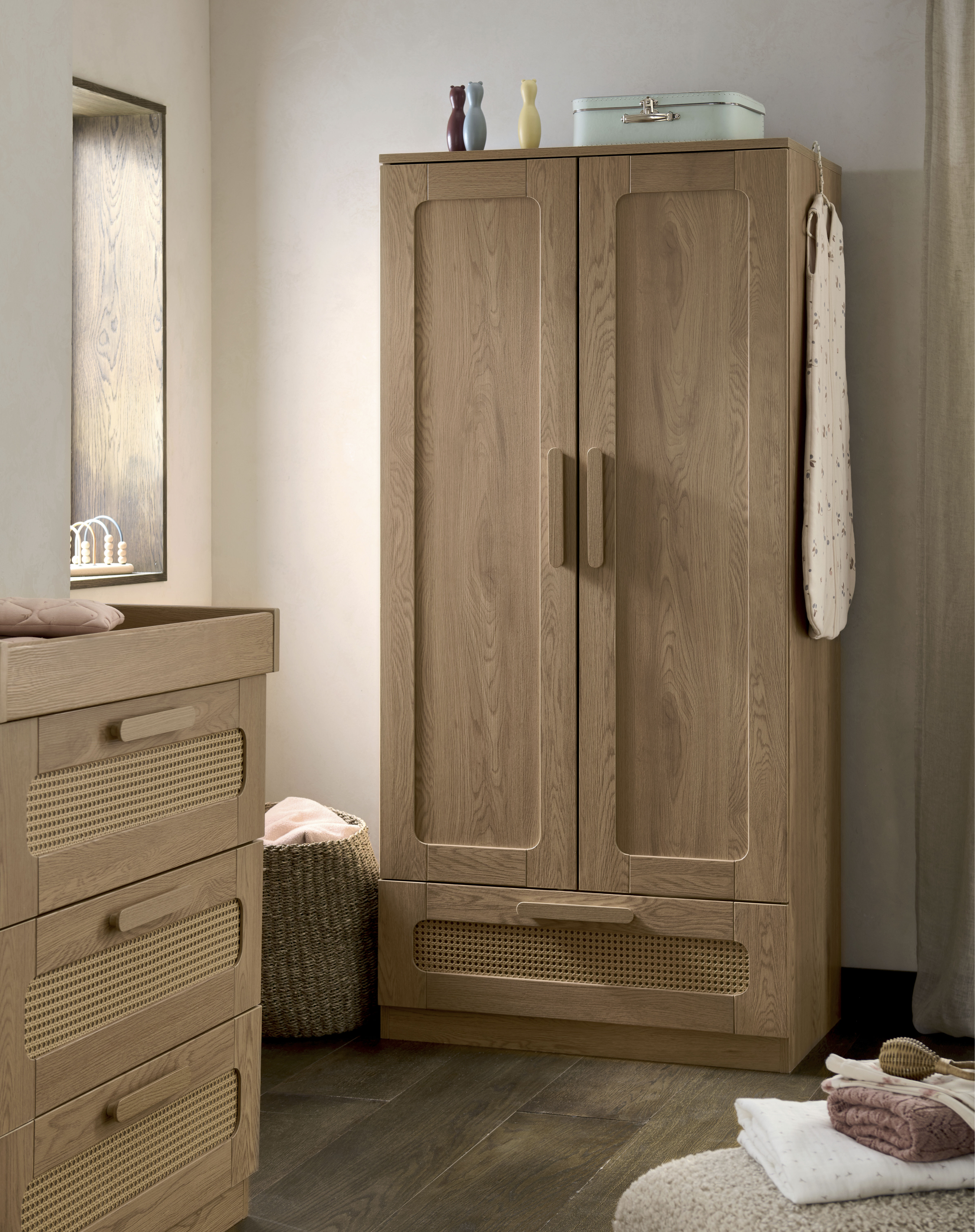 Esna 2 Piece Cotbed Set with Wardrobe - Rattan image number 4