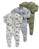 Jersey Cotton Dinosaur Sleepsuits 3 Pack image number 1