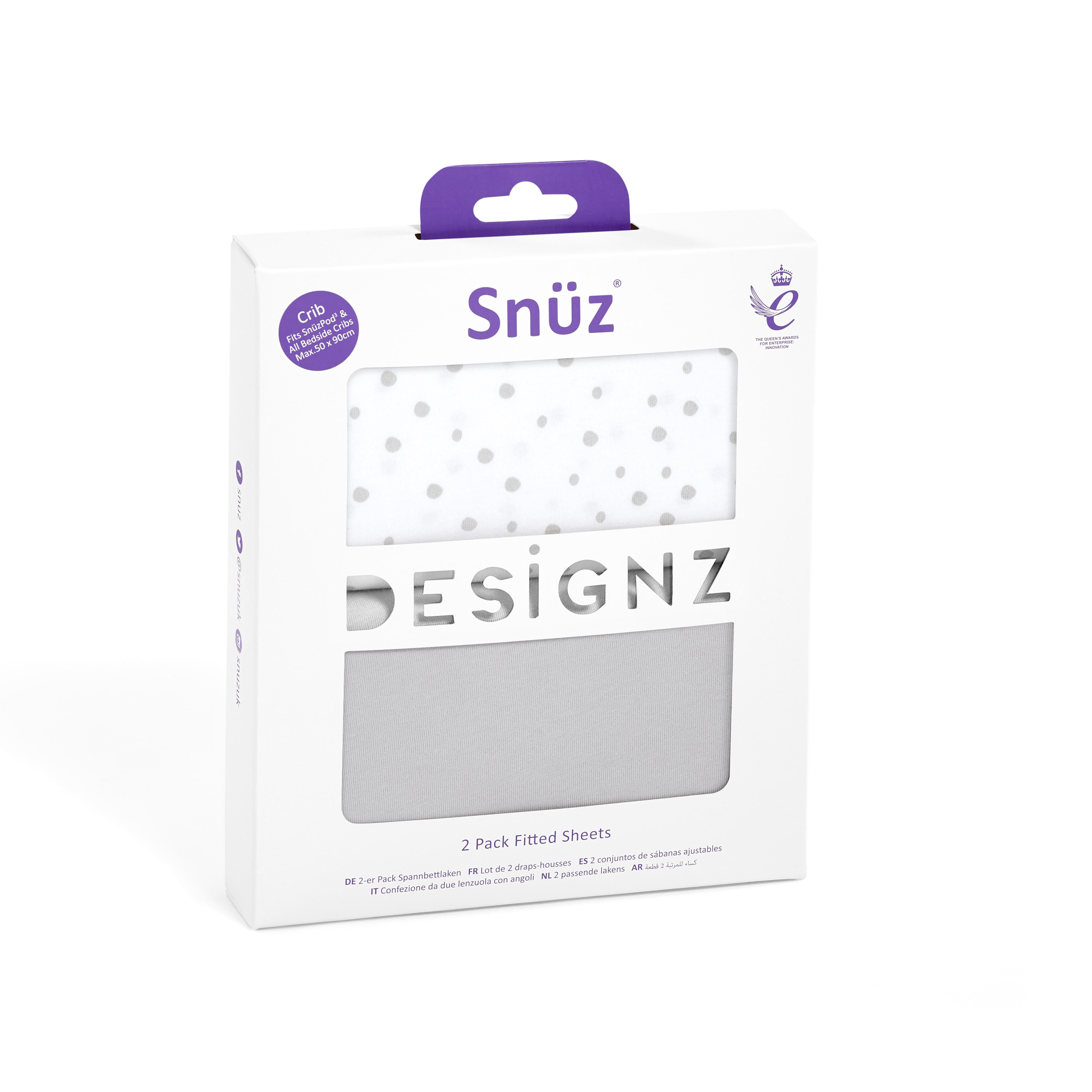 2 Pack Crib Fitted Sheets - Grey Spots image number 3