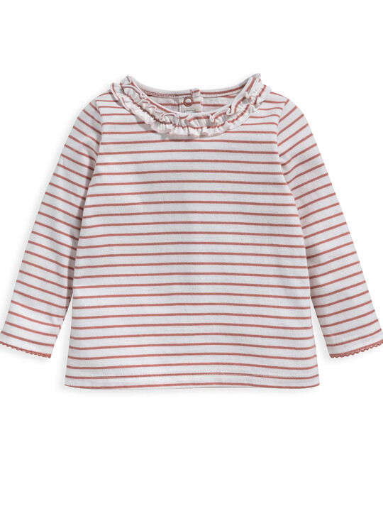 Pink Stripe Frill T-shirt image number 1