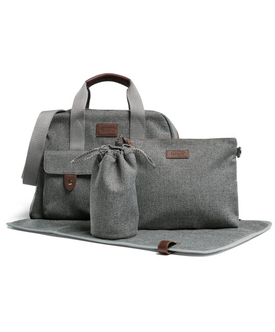Bowling Style Changing Bag with Bottle Holder - Grey Twill image number 5