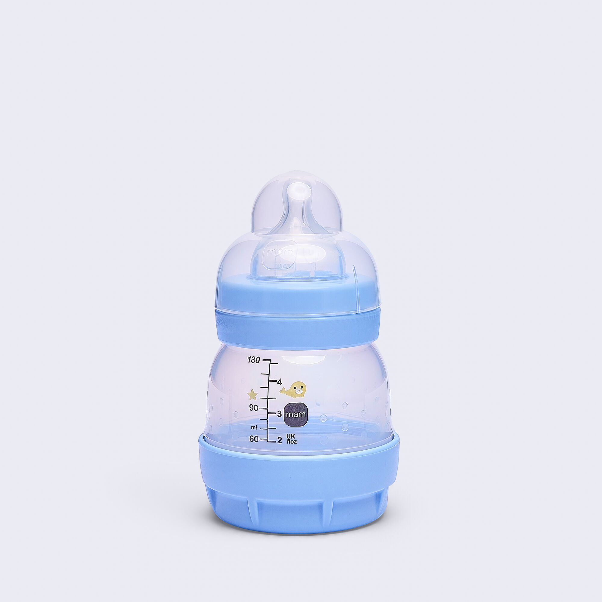 Mam Baby Easy Start Anticolic Silicone Bottle - 0 M+ | Sealife Blue - 130 Ml -  Pack of 1 image number 1