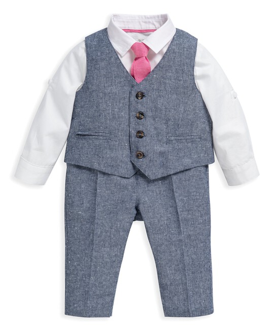 4 Piece Chambray Waistcoat & Trousers Set image number 2