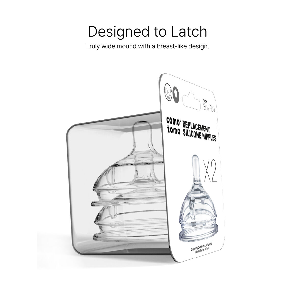 Comotomo Natural Teat Silicone Nipples (Slow Flow) Transparent 2 Pcs image number 3