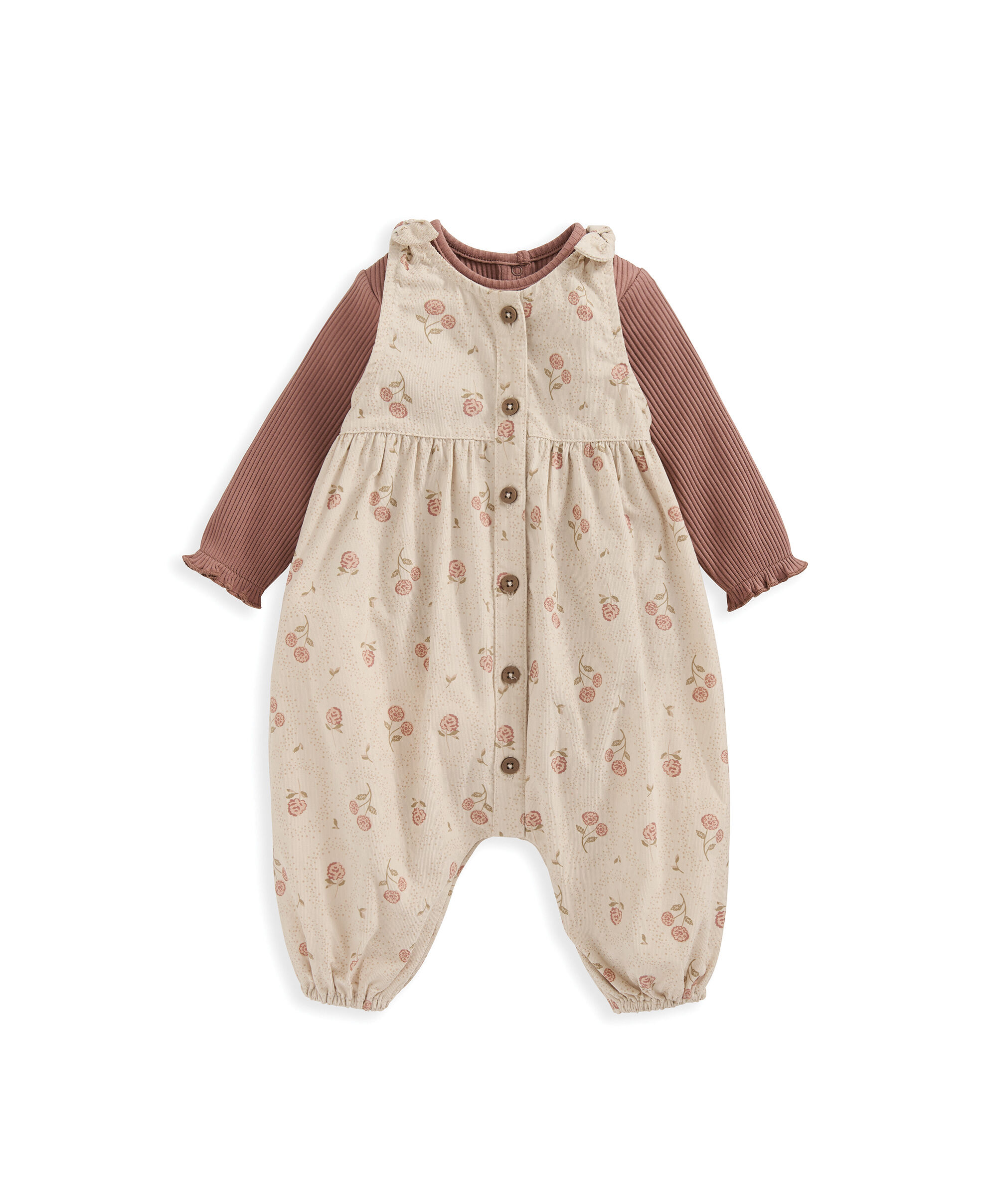 2 Piece Floral Cord Dungarees & Bodysuit image number 4