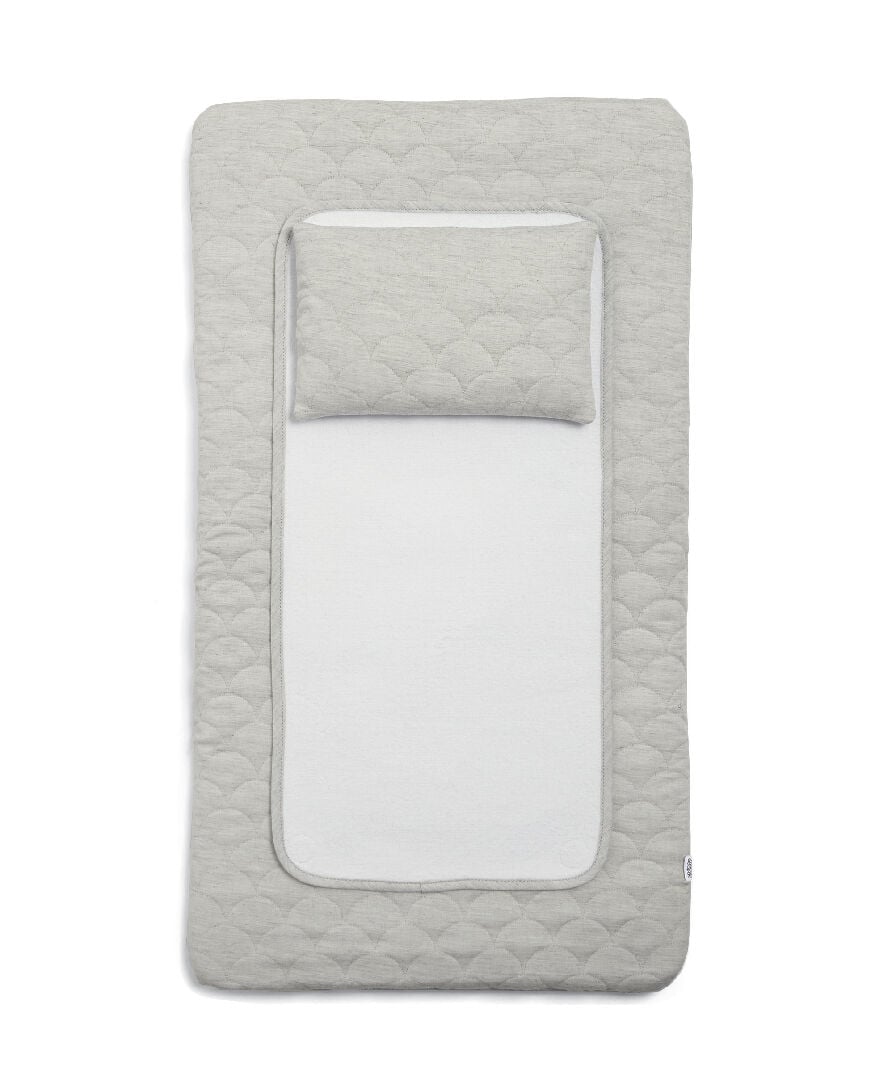 Welcome to the World Luxury Changing Mat - Scalloped Grey