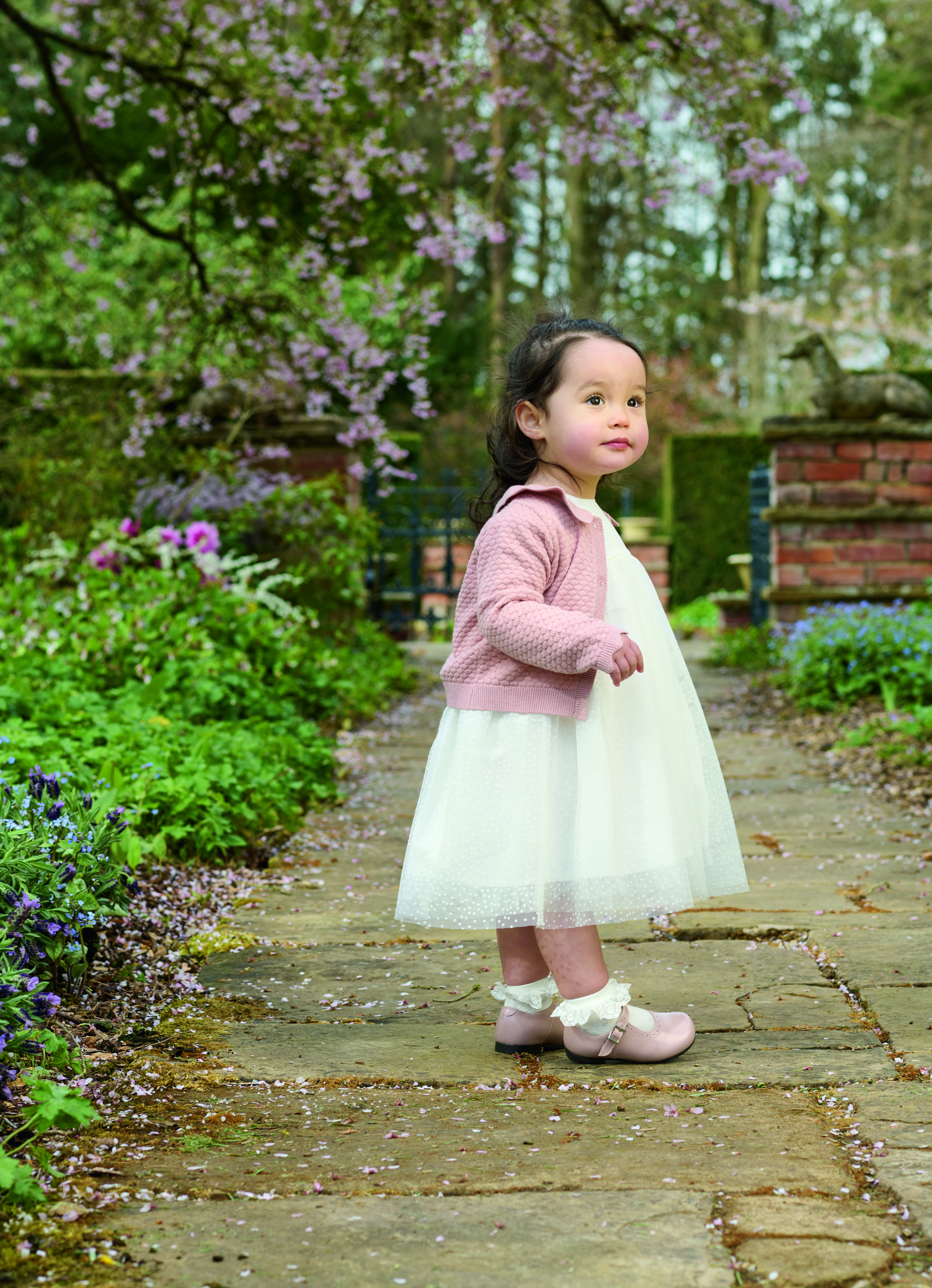 White Flock Spot Mesh Dress image number 6